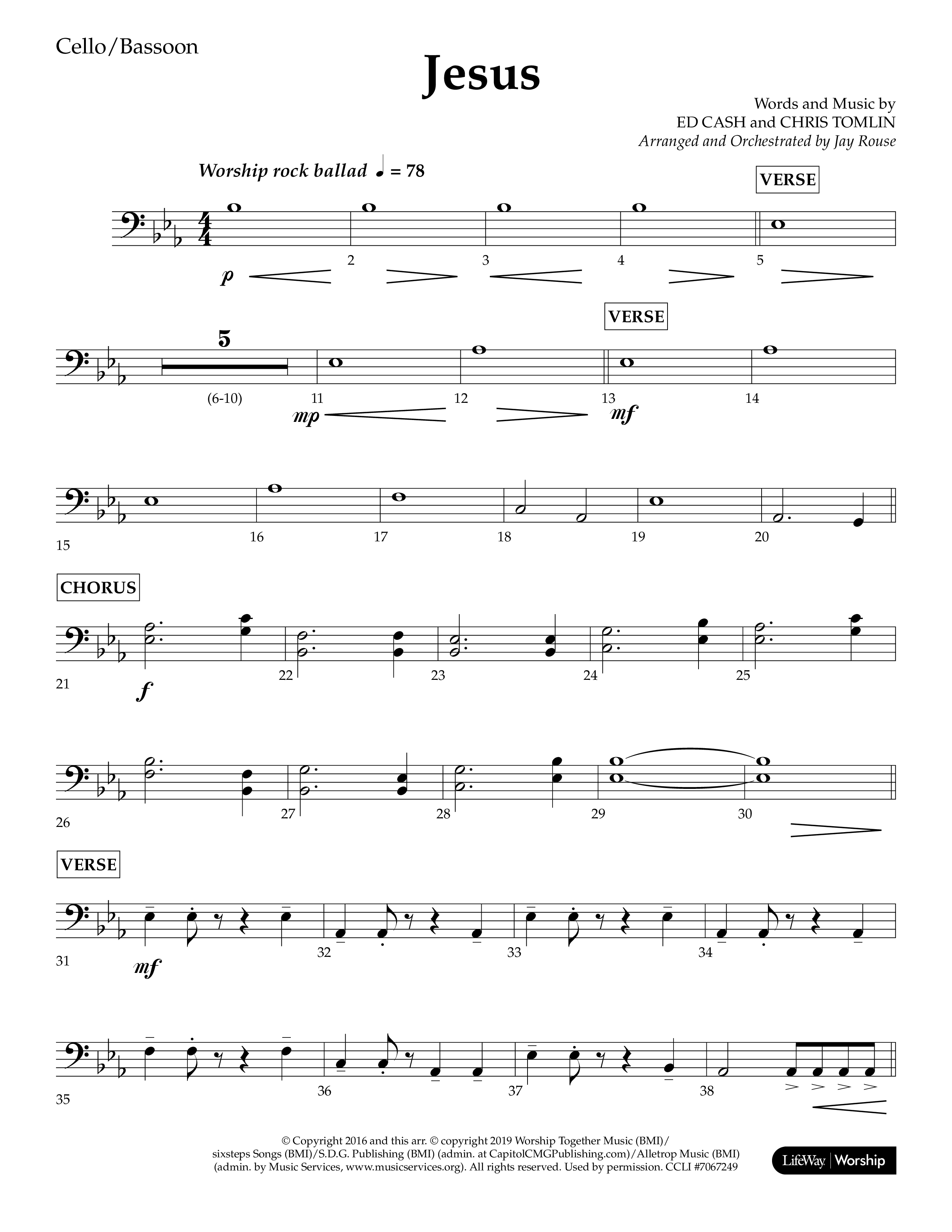 Jesus (Choral Anthem SATB) Cello (Lifeway Choral / Arr. Jay Rouse)