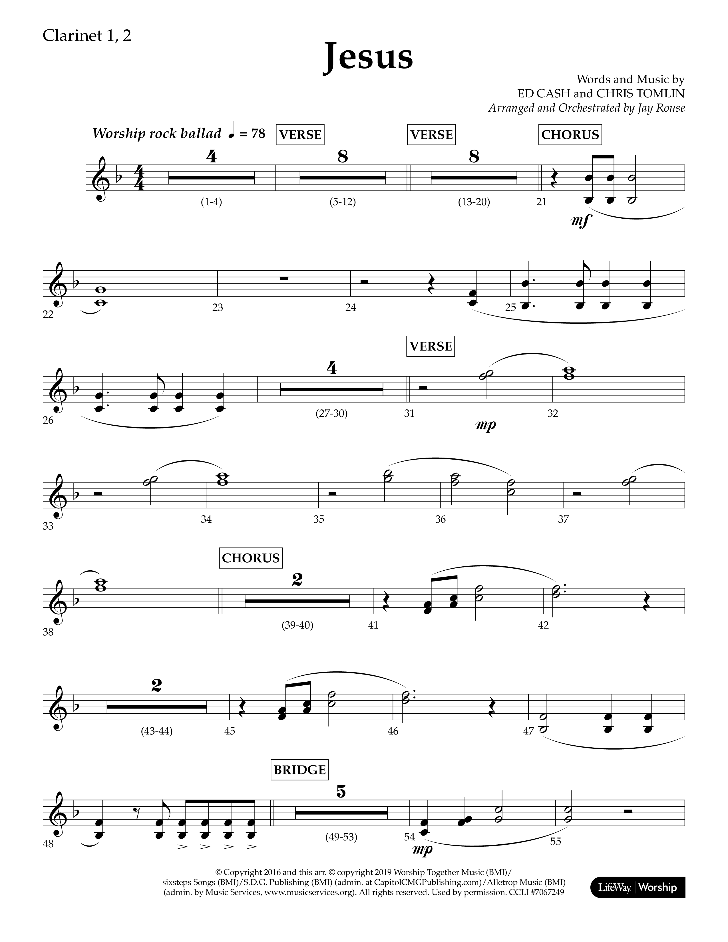 Jesus (Choral Anthem SATB) Clarinet 1/2 (Lifeway Choral / Arr. Jay Rouse)