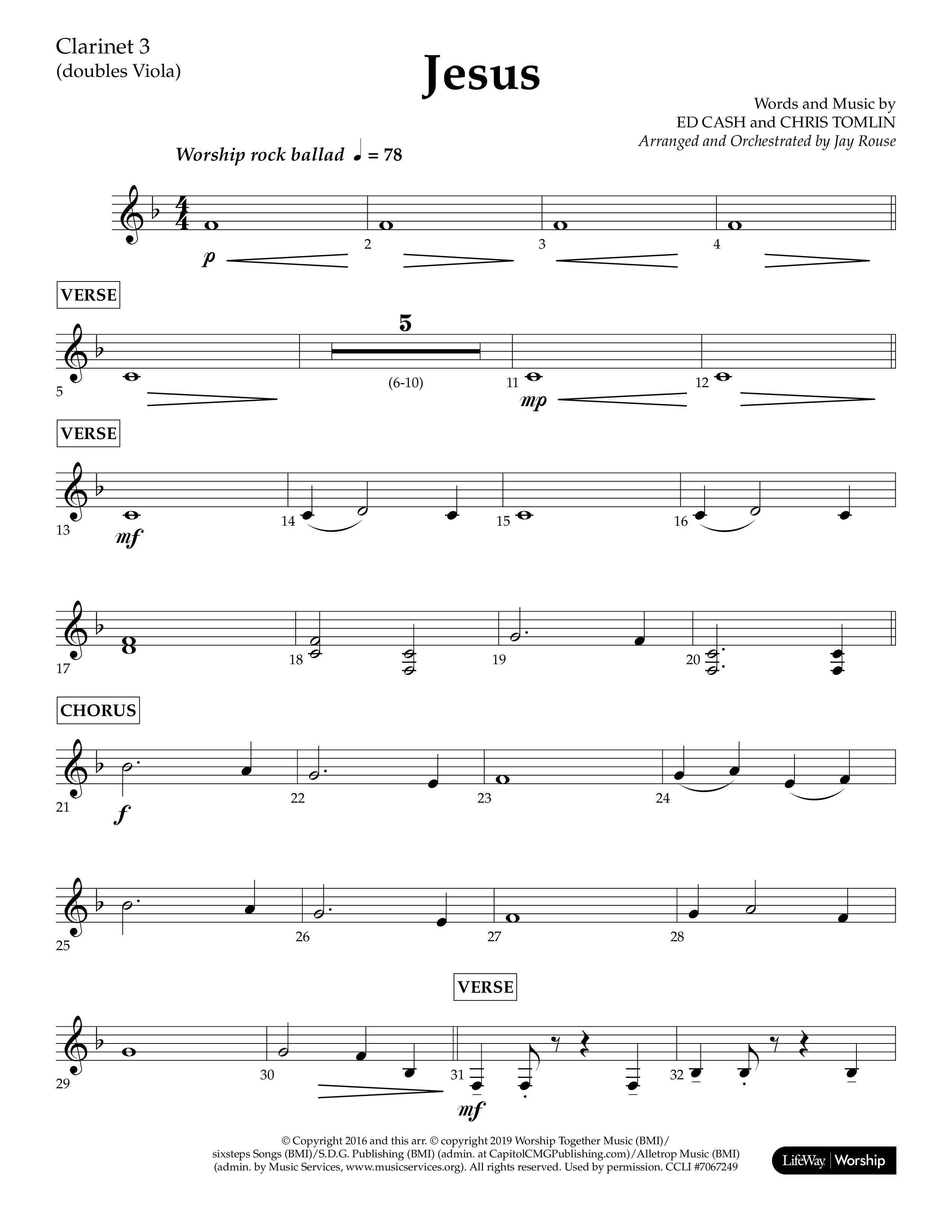 Jesus (Choral Anthem SATB) Clarinet 3 (Lifeway Choral / Arr. Jay Rouse)