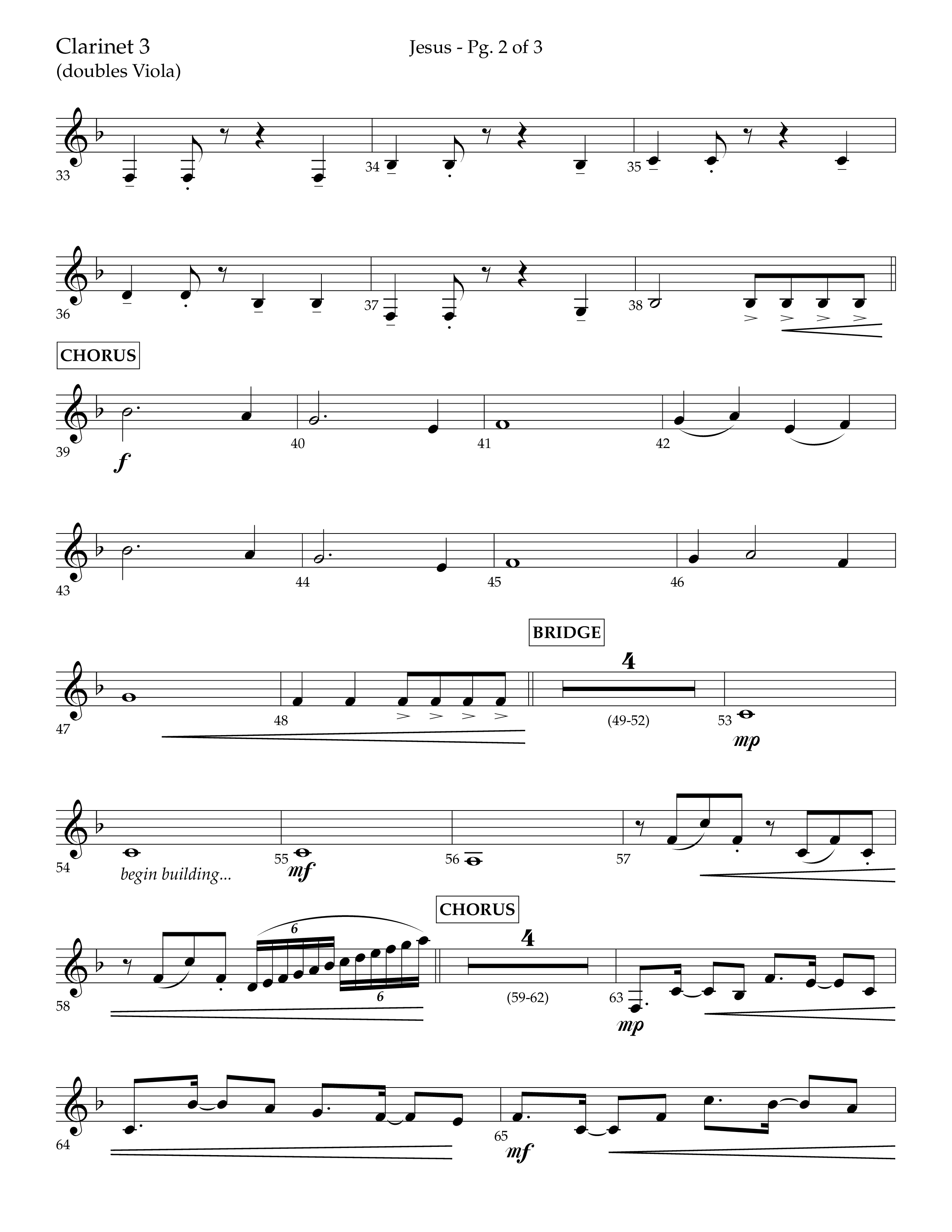 Jesus (Choral Anthem SATB) Clarinet 3 (Lifeway Choral / Arr. Jay Rouse)