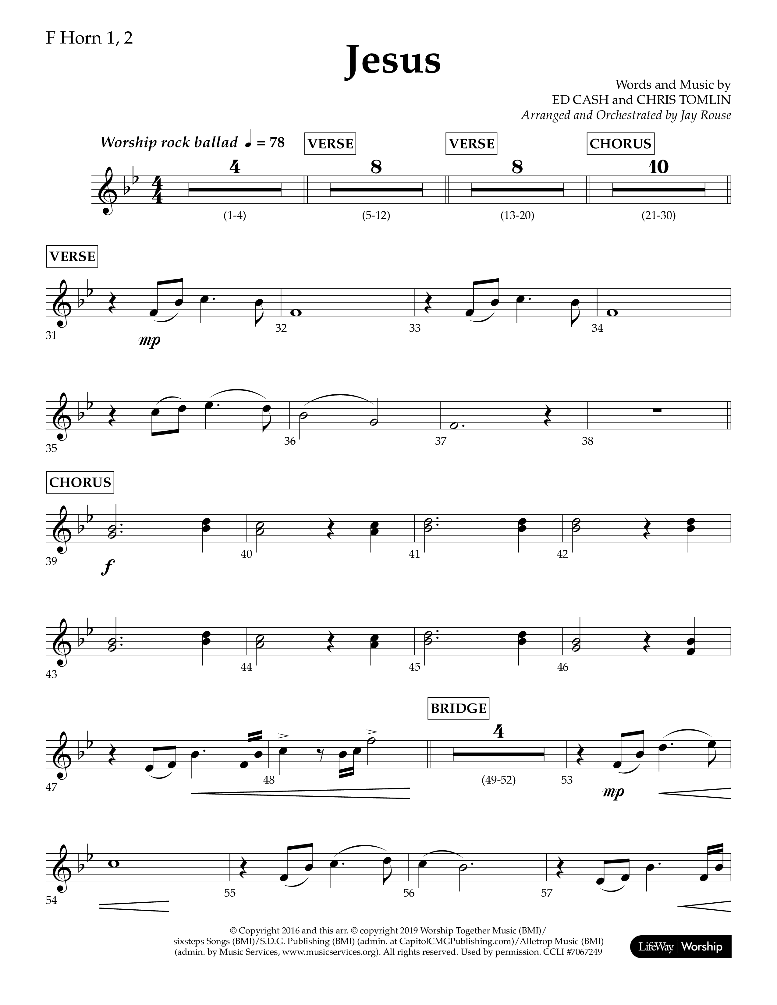 Jesus (Choral Anthem SATB) French Horn 1/2 (Lifeway Choral / Arr. Jay Rouse)