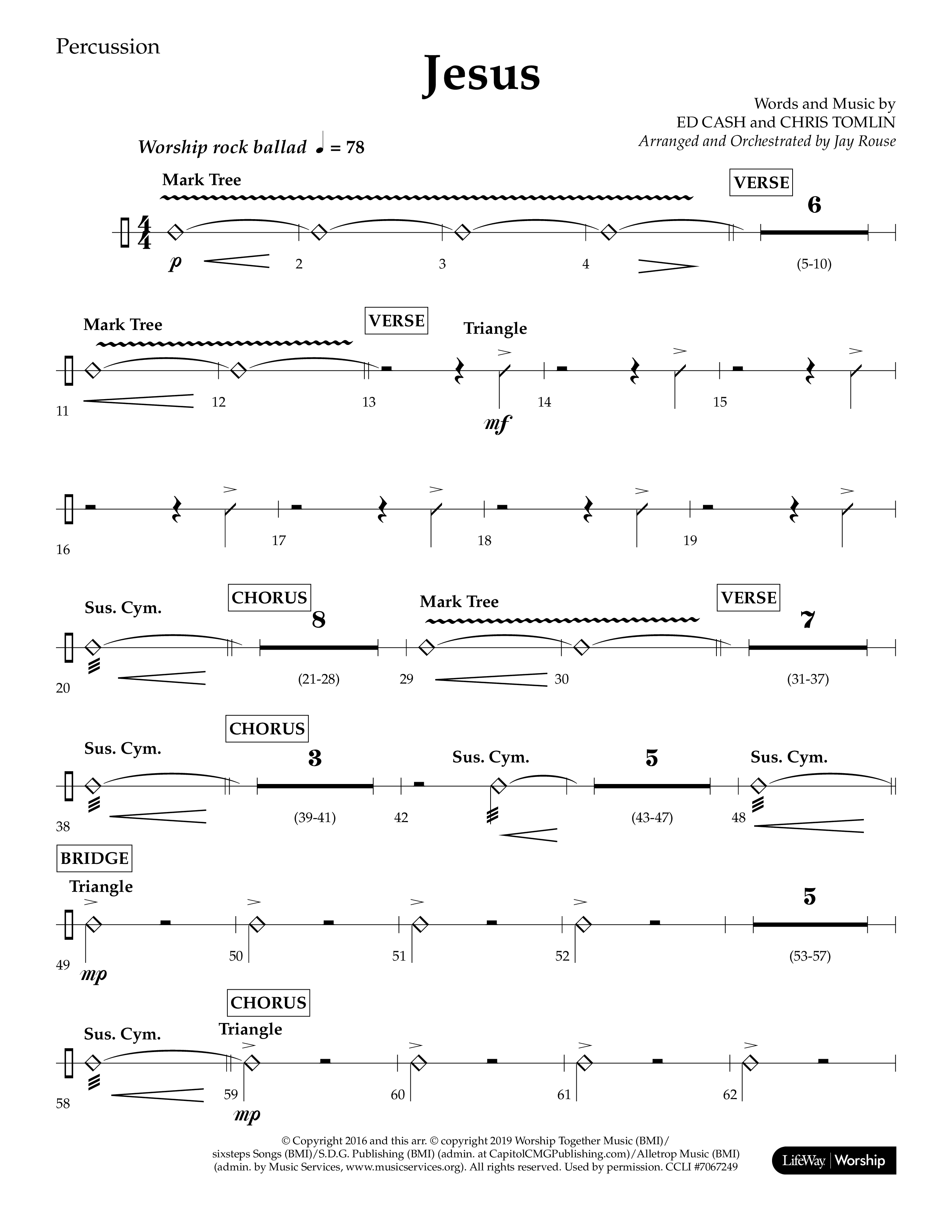 Jesus (Choral Anthem SATB) Percussion (Lifeway Choral / Arr. Jay Rouse)