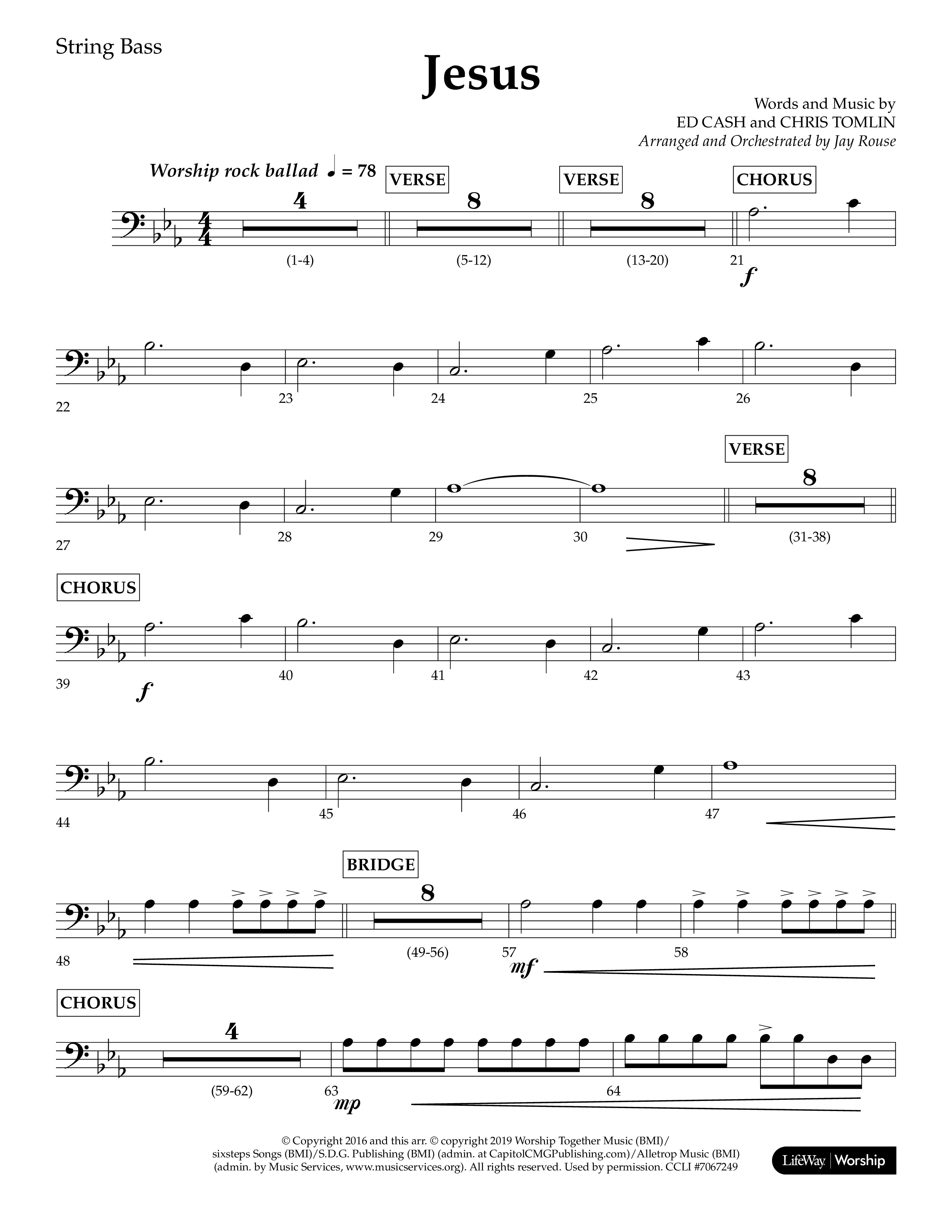 Jesus (Choral Anthem SATB) String Bass (Lifeway Choral / Arr. Jay Rouse)