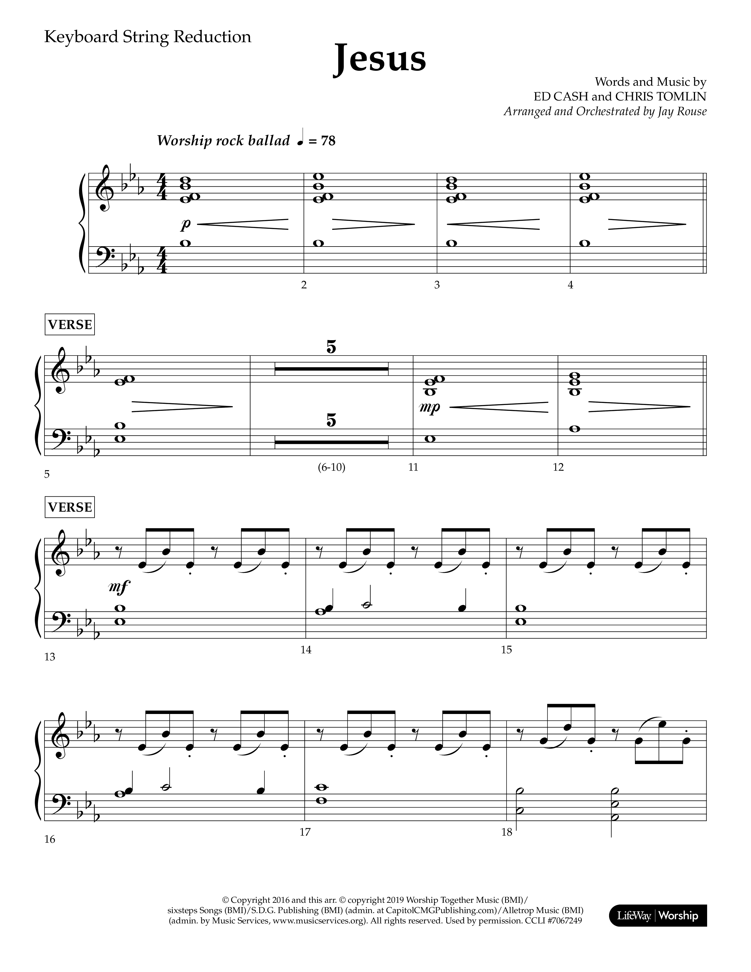 Jesus (Choral Anthem SATB) String Reduction (Lifeway Choral / Arr. Jay Rouse)