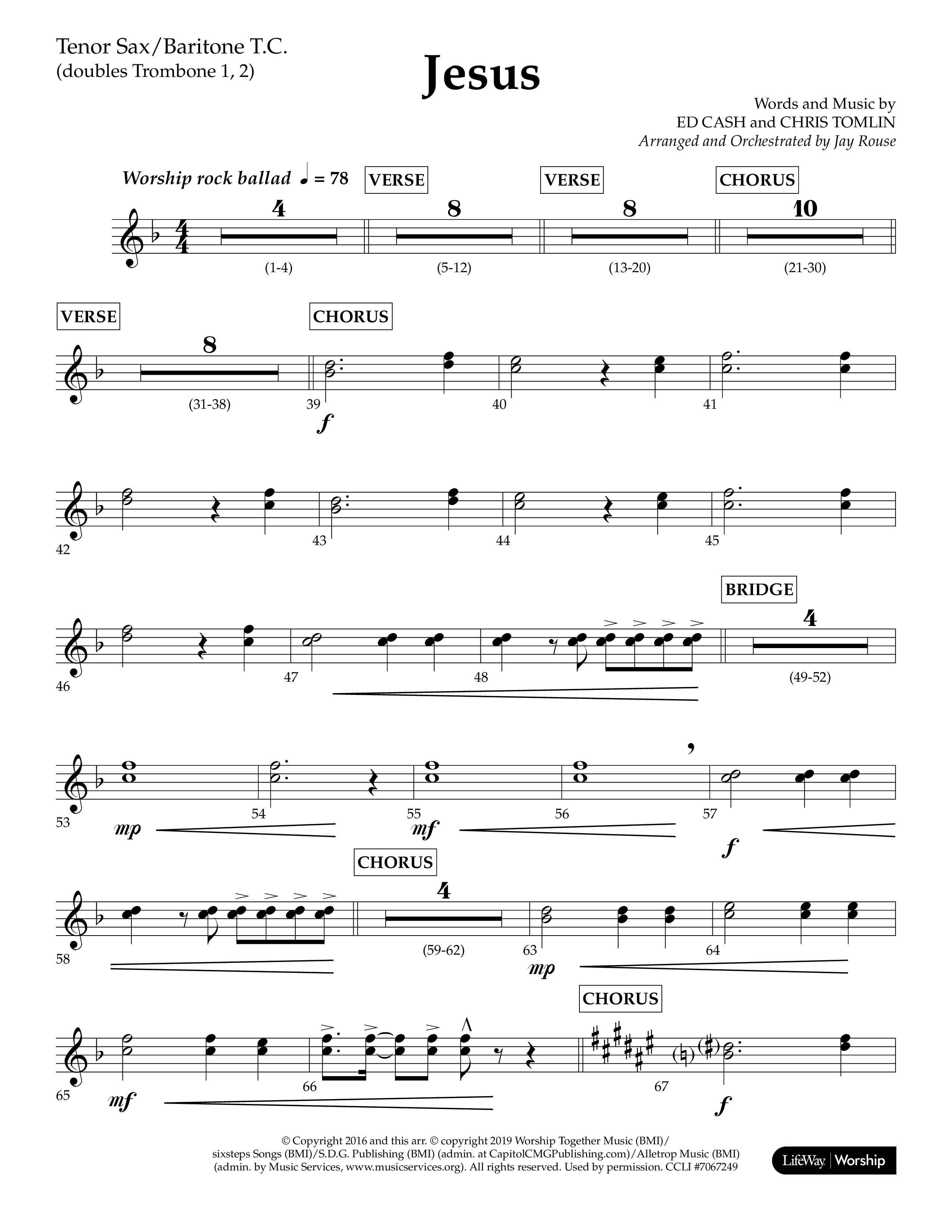 Jesus (Choral Anthem SATB) Tenor Sax/Baritone T.C. (Lifeway Choral / Arr. Jay Rouse)