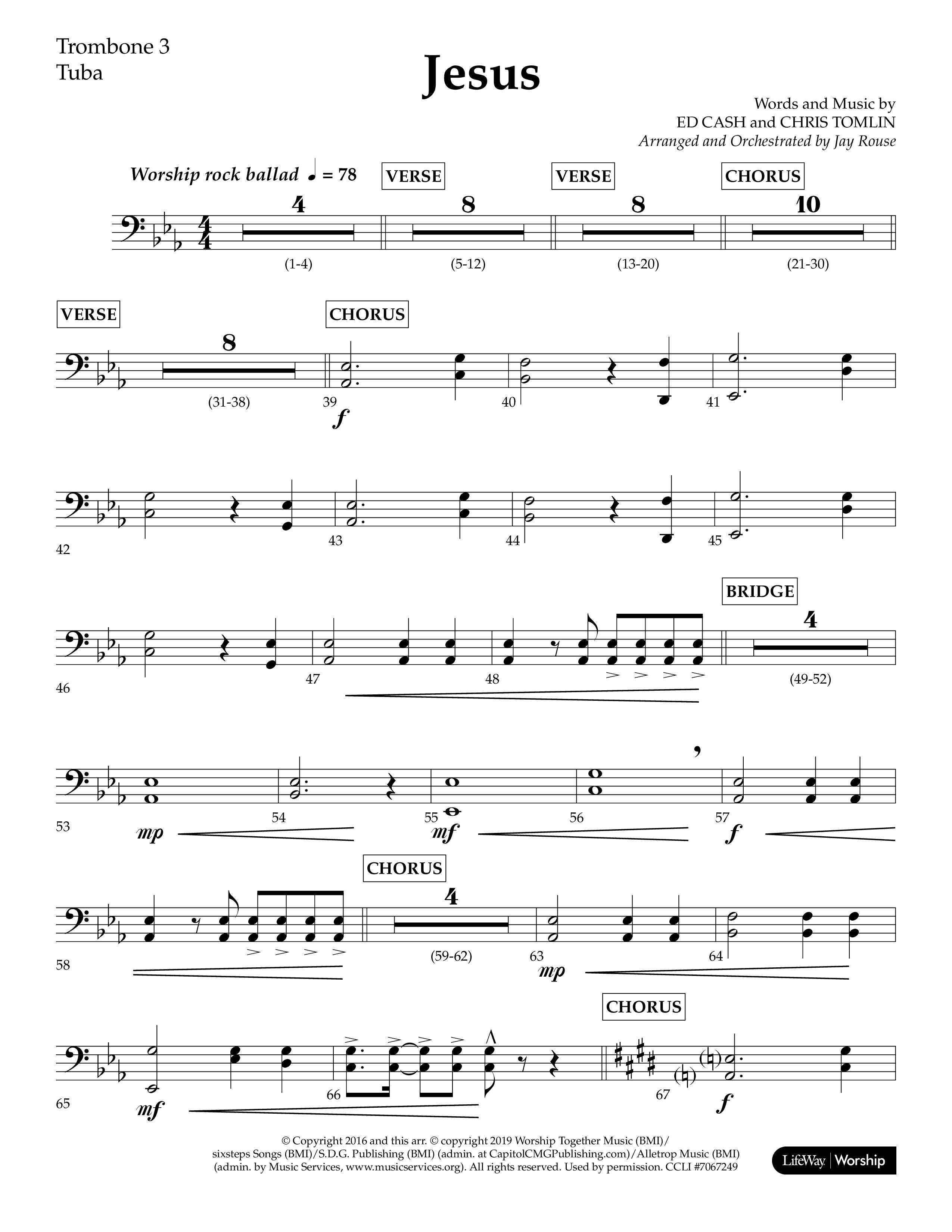 Jesus (Choral Anthem SATB) Trombone 3/Tuba (Lifeway Choral / Arr. Jay Rouse)
