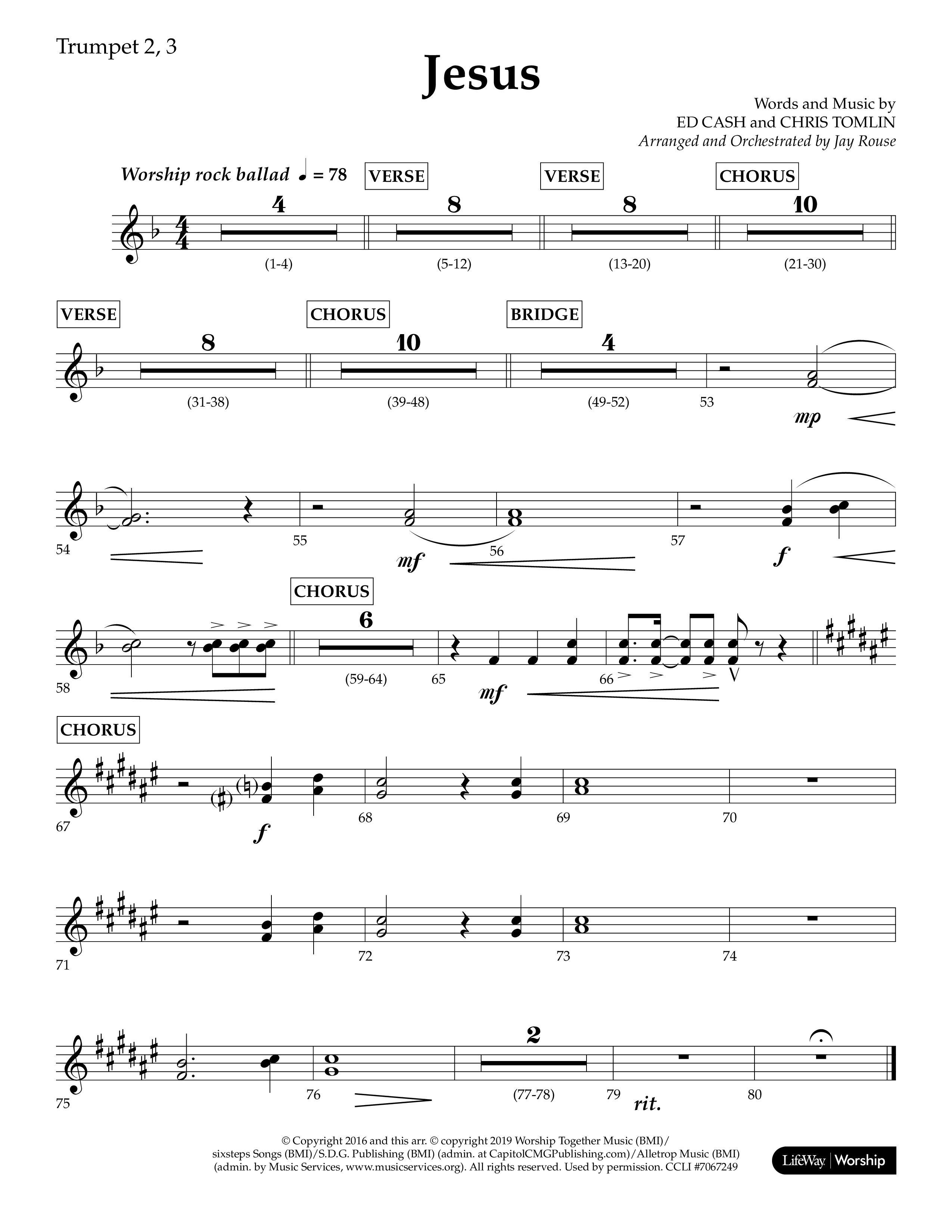Jesus (Choral Anthem SATB) Trumpet 2/3 (Lifeway Choral / Arr. Jay Rouse)