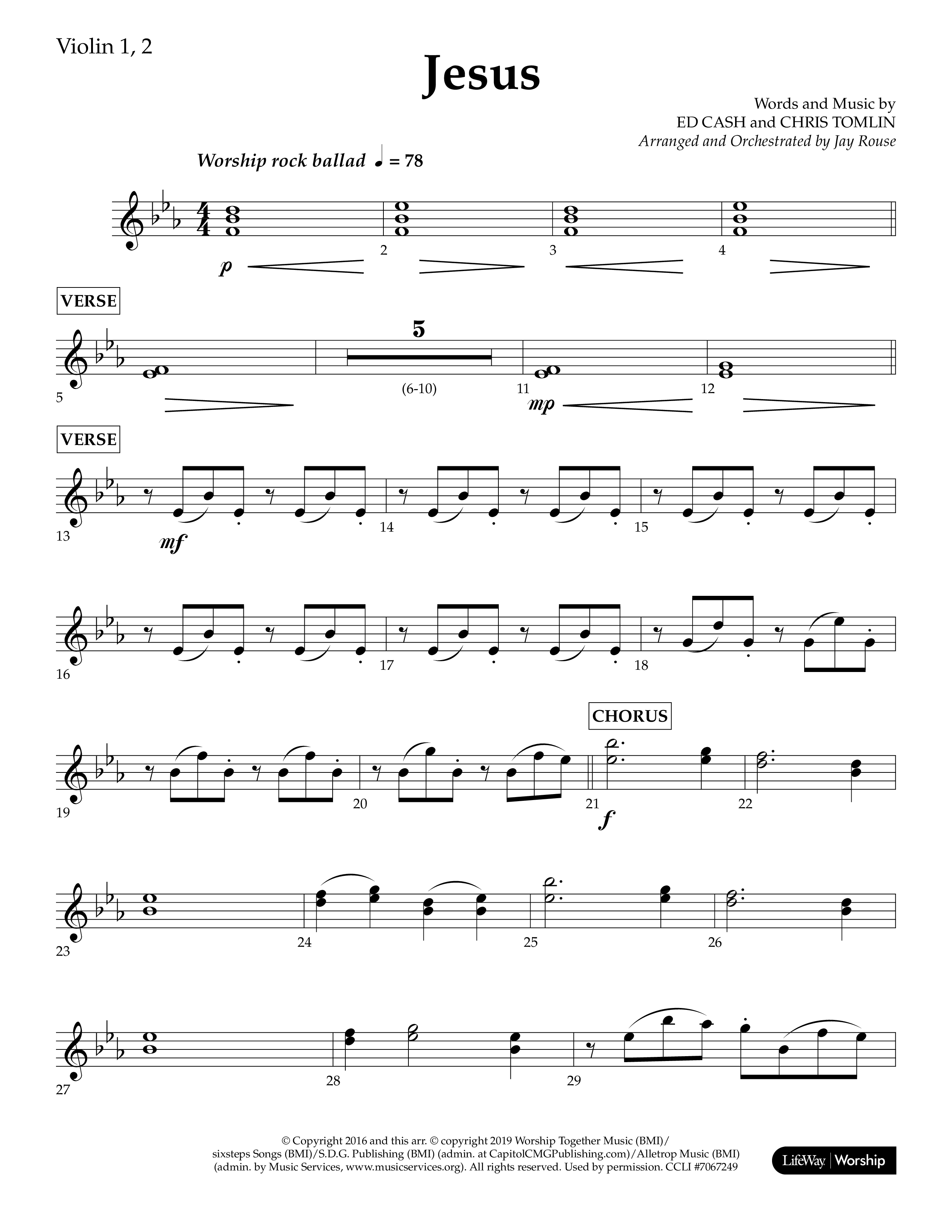Jesus (Choral Anthem SATB) Violin 1/2 (Lifeway Choral / Arr. Jay Rouse)
