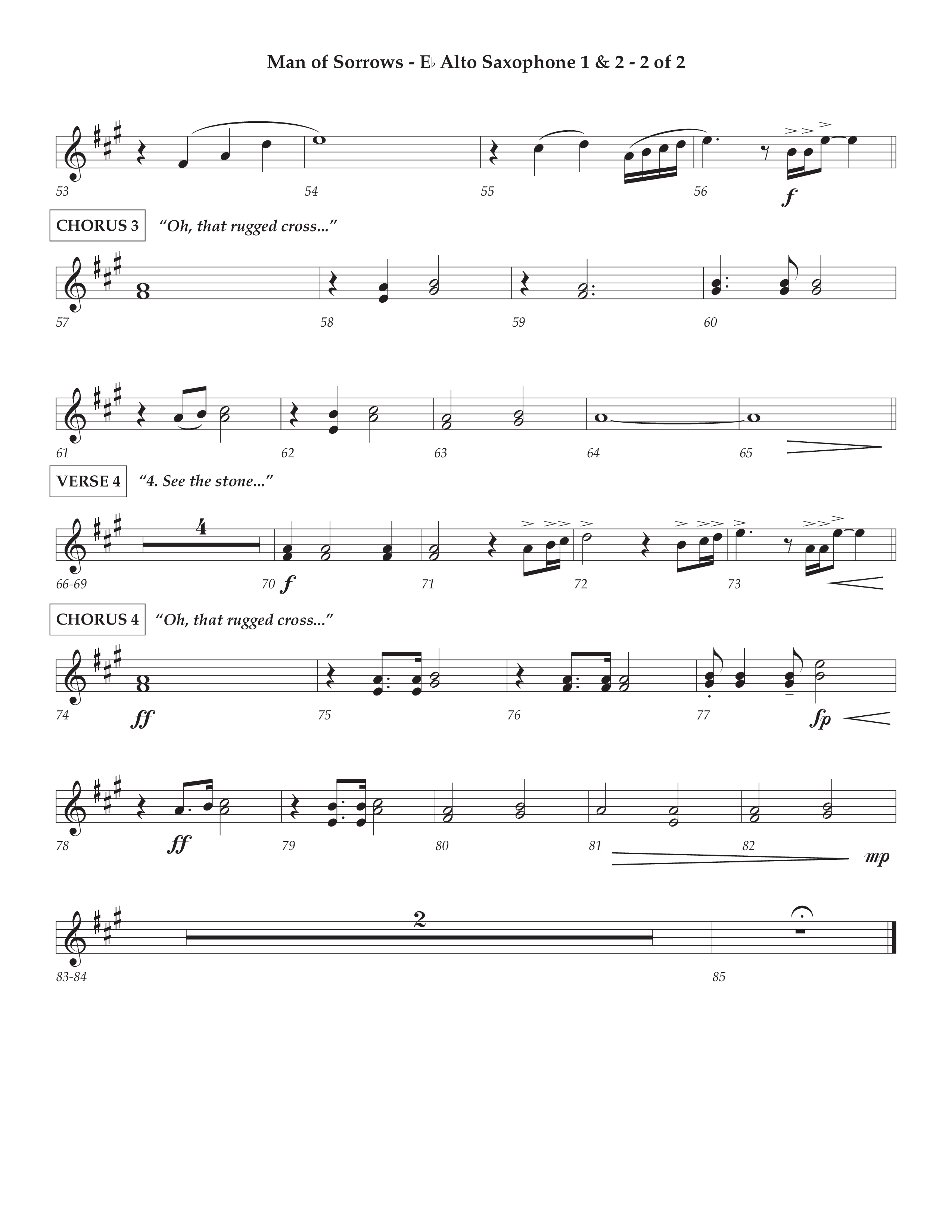 Man Of Sorrows (Choral Anthem SATB) Alto Sax 1/2 (Lifeway Choral / Arr. Cliff Duren / Orch. Keith Christopher)