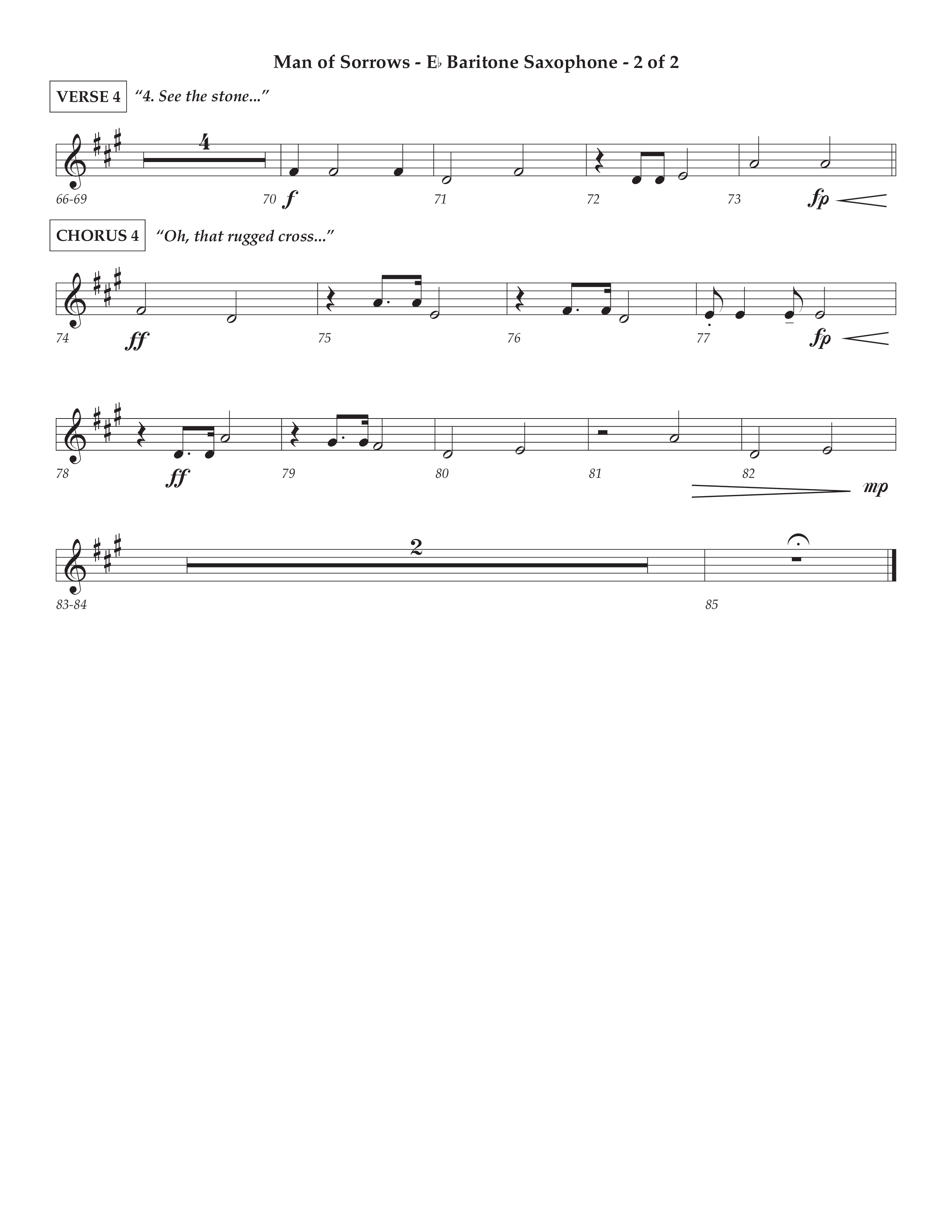 Man Of Sorrows (Choral Anthem SATB) Bari Sax (Lifeway Choral / Arr. Cliff Duren / Orch. Keith Christopher)