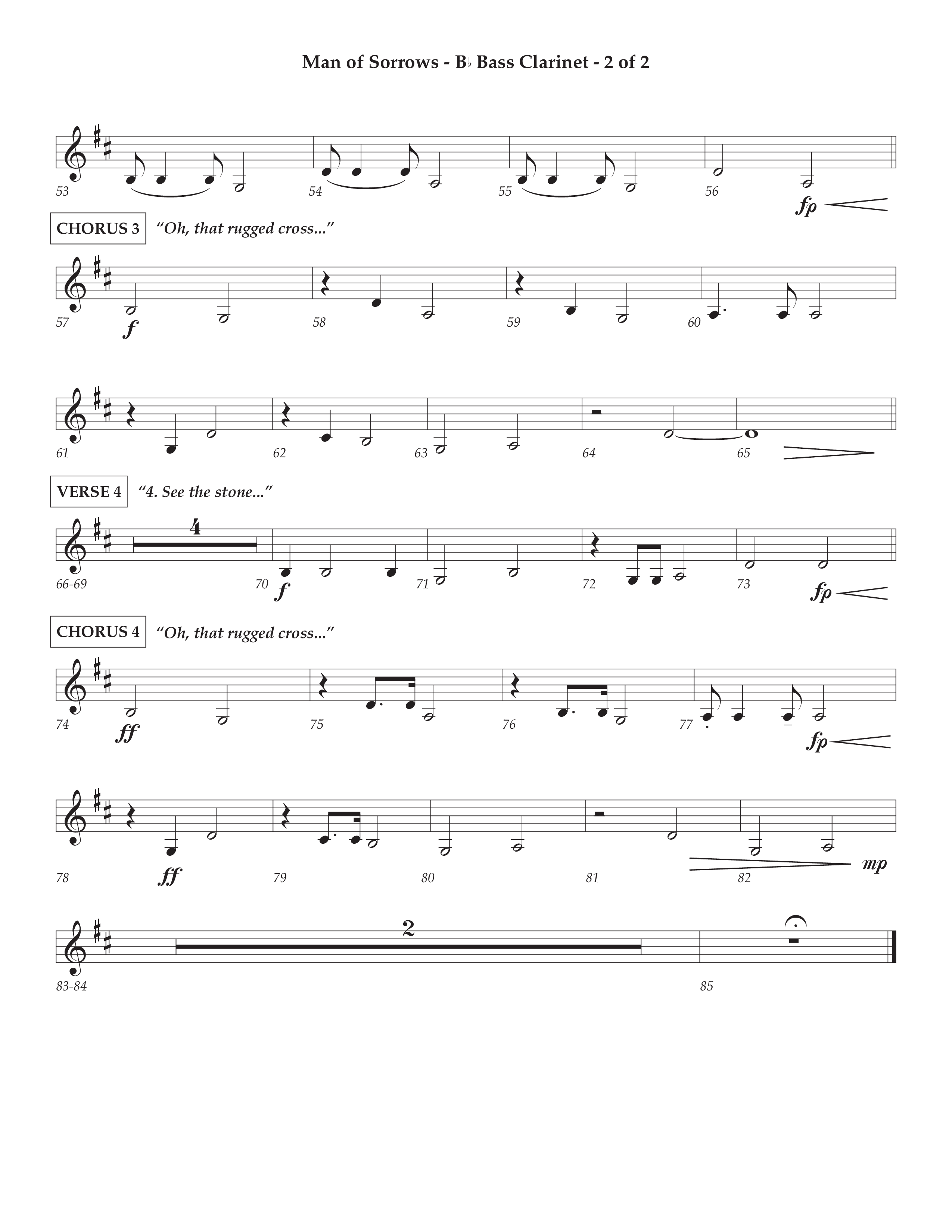 Man Of Sorrows (Choral Anthem SATB) Bass Clarinet (Lifeway Choral / Arr. Cliff Duren / Orch. Keith Christopher)