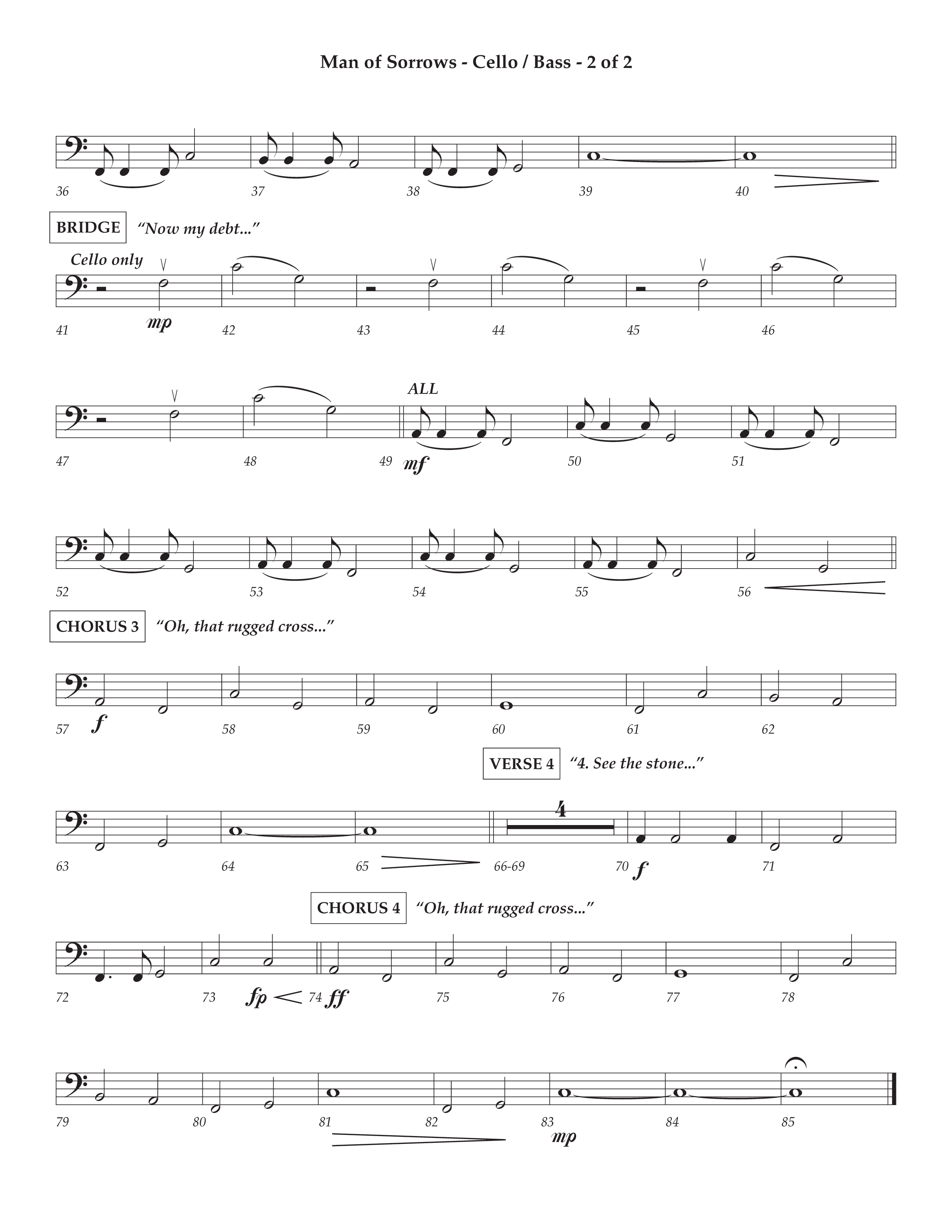 Man Of Sorrows (Choral Anthem SATB) Cello (Lifeway Choral / Arr. Cliff Duren / Orch. Keith Christopher)