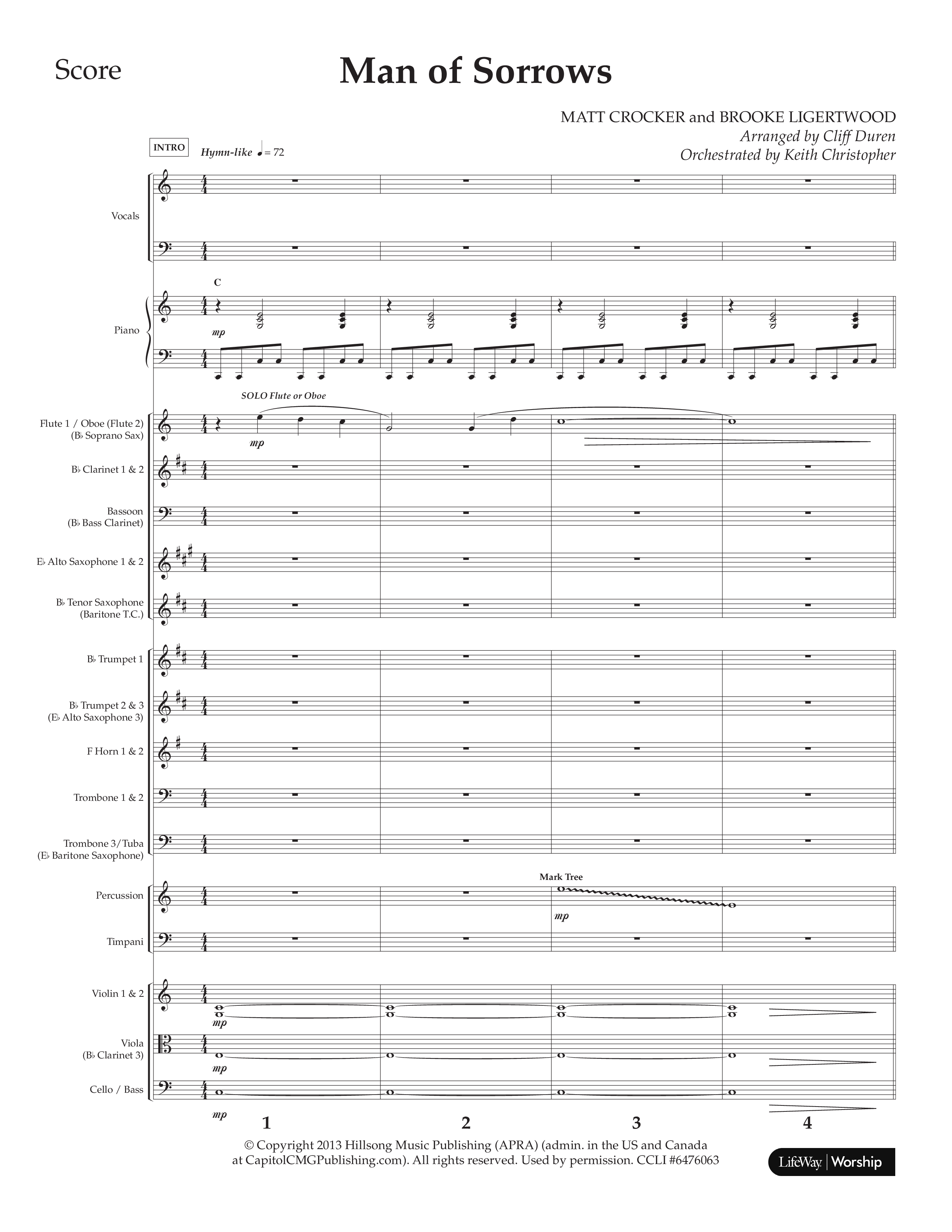 Man Of Sorrows (Choral Anthem SATB) Orchestration (Lifeway Choral / Arr. Cliff Duren / Orch. Keith Christopher)