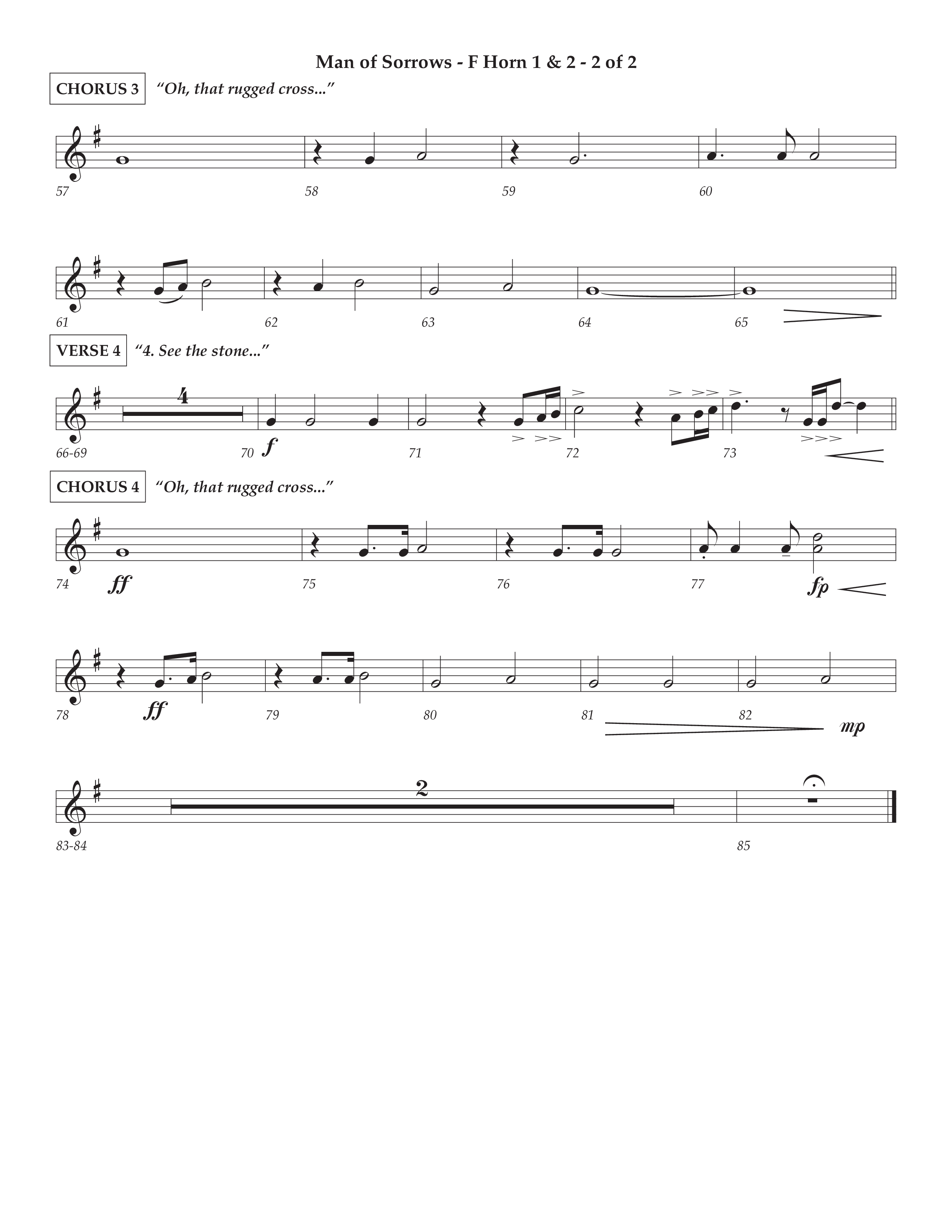 Man Of Sorrows (Choral Anthem SATB) French Horn 1/2 (Lifeway Choral / Arr. Cliff Duren / Orch. Keith Christopher)