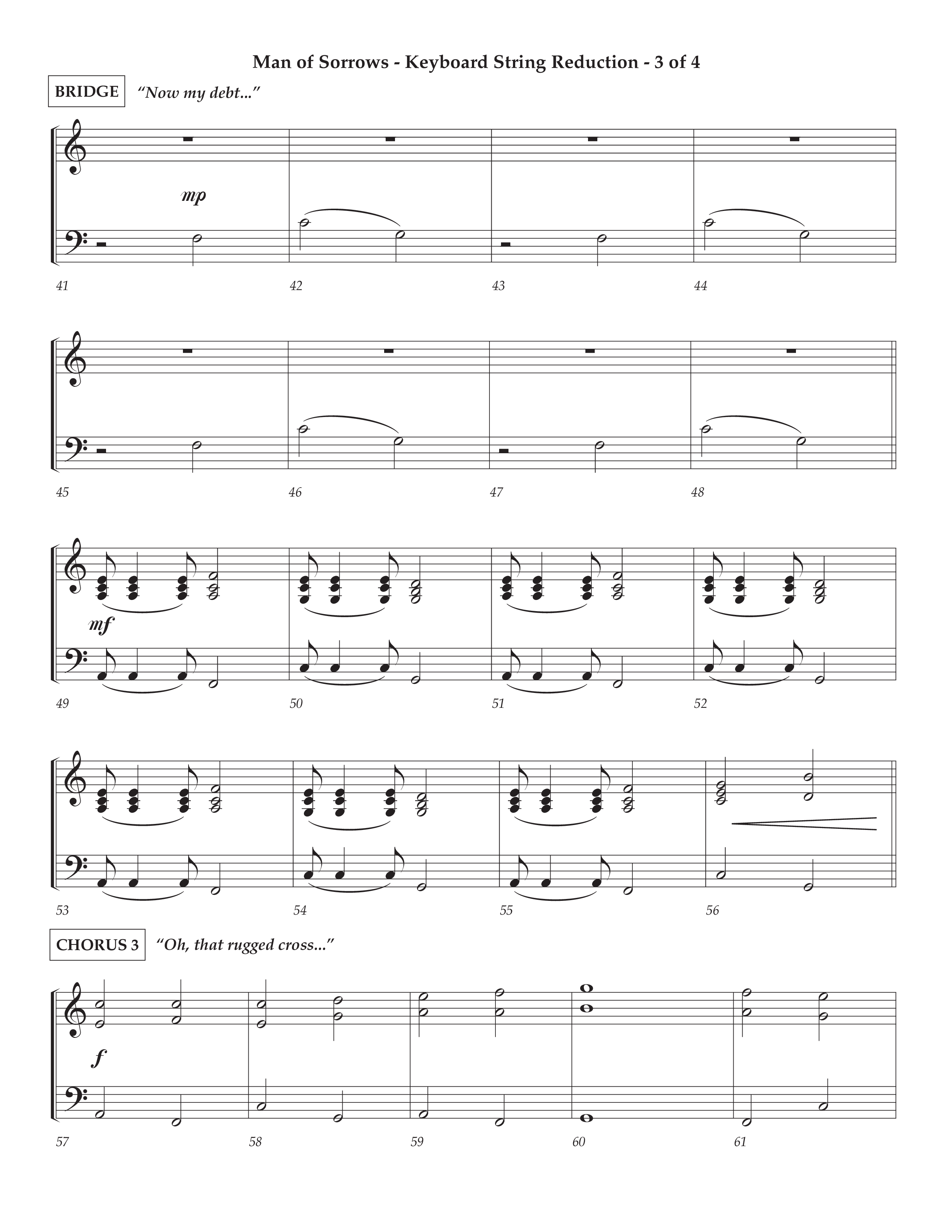 Man Of Sorrows (Choral Anthem SATB) String Reduction (Lifeway Choral / Arr. Cliff Duren / Orch. Keith Christopher)