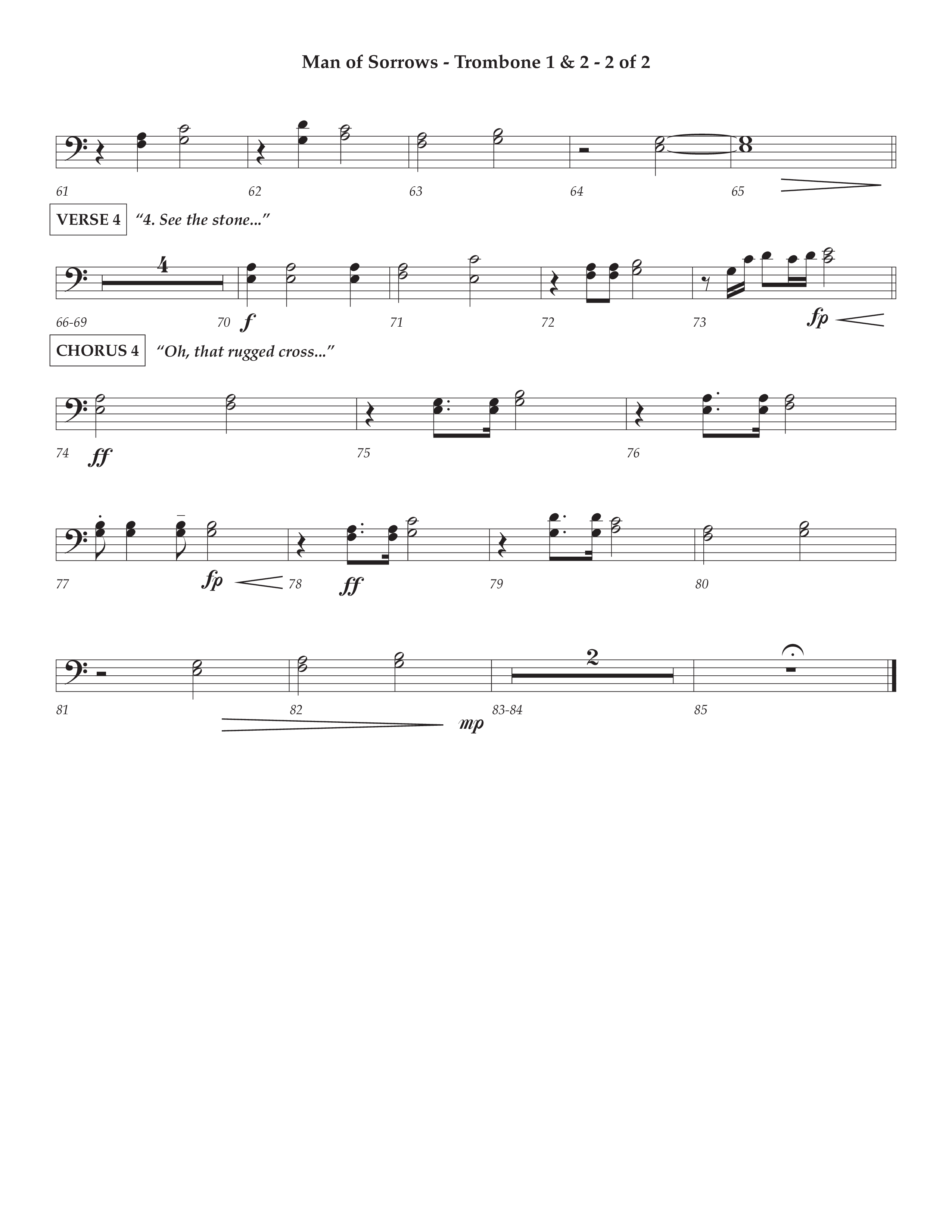 Man Of Sorrows (Choral Anthem SATB) Trombone 1/2 (Lifeway Choral / Arr. Cliff Duren / Orch. Keith Christopher)