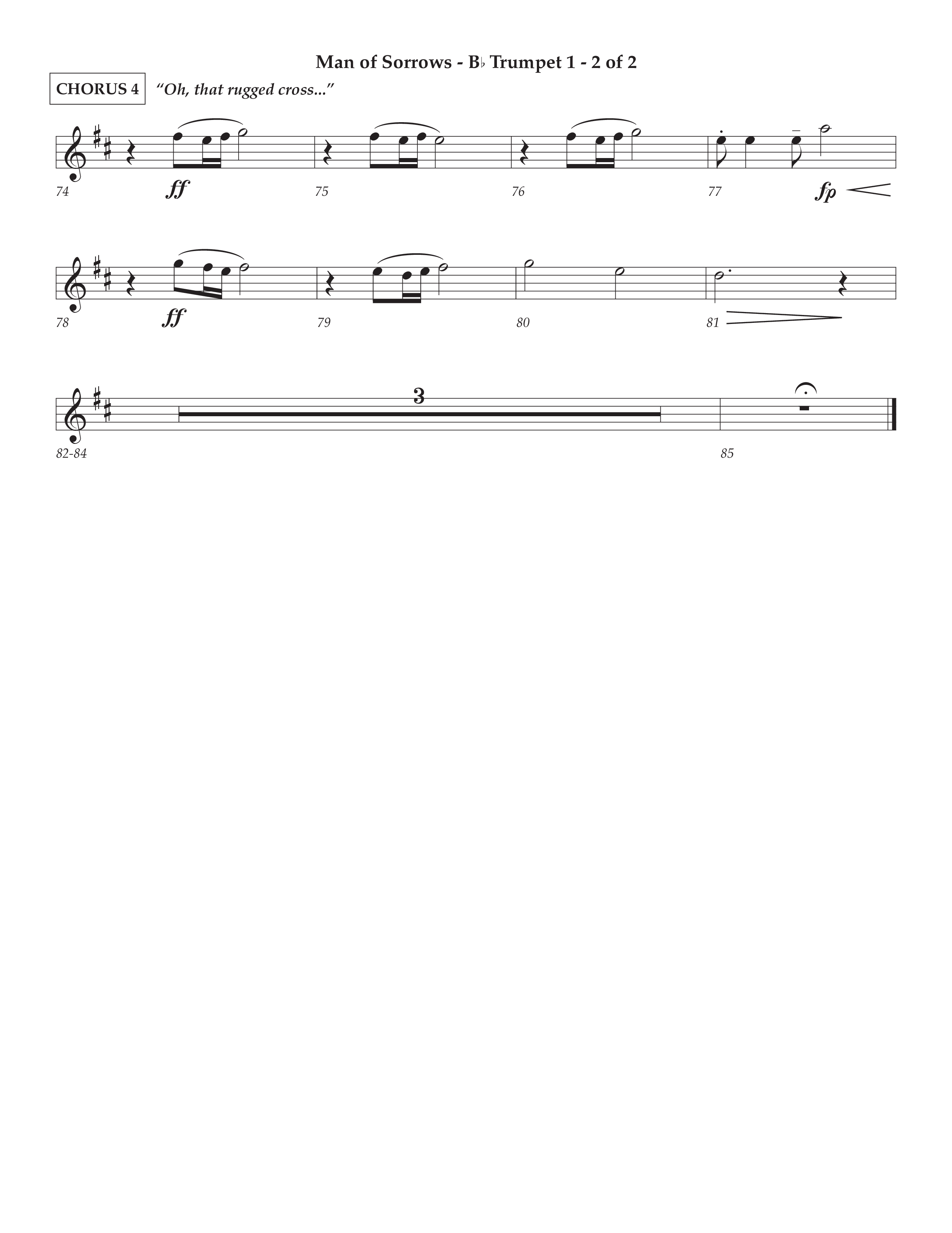 Man Of Sorrows (Choral Anthem SATB) Trumpet 1 (Lifeway Choral / Arr. Cliff Duren / Orch. Keith Christopher)