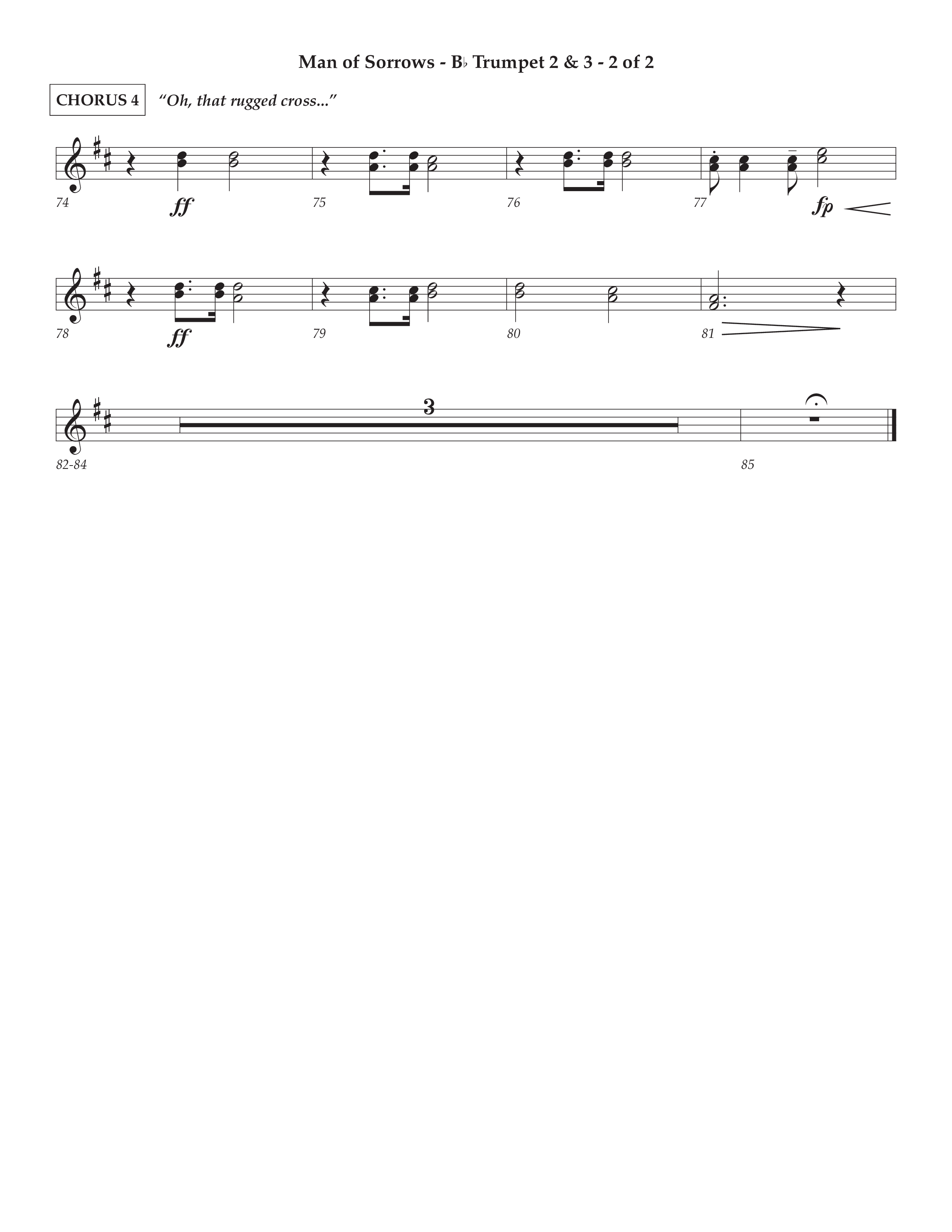 Man Of Sorrows (Choral Anthem SATB) Trumpet 2/3 (Lifeway Choral / Arr. Cliff Duren / Orch. Keith Christopher)