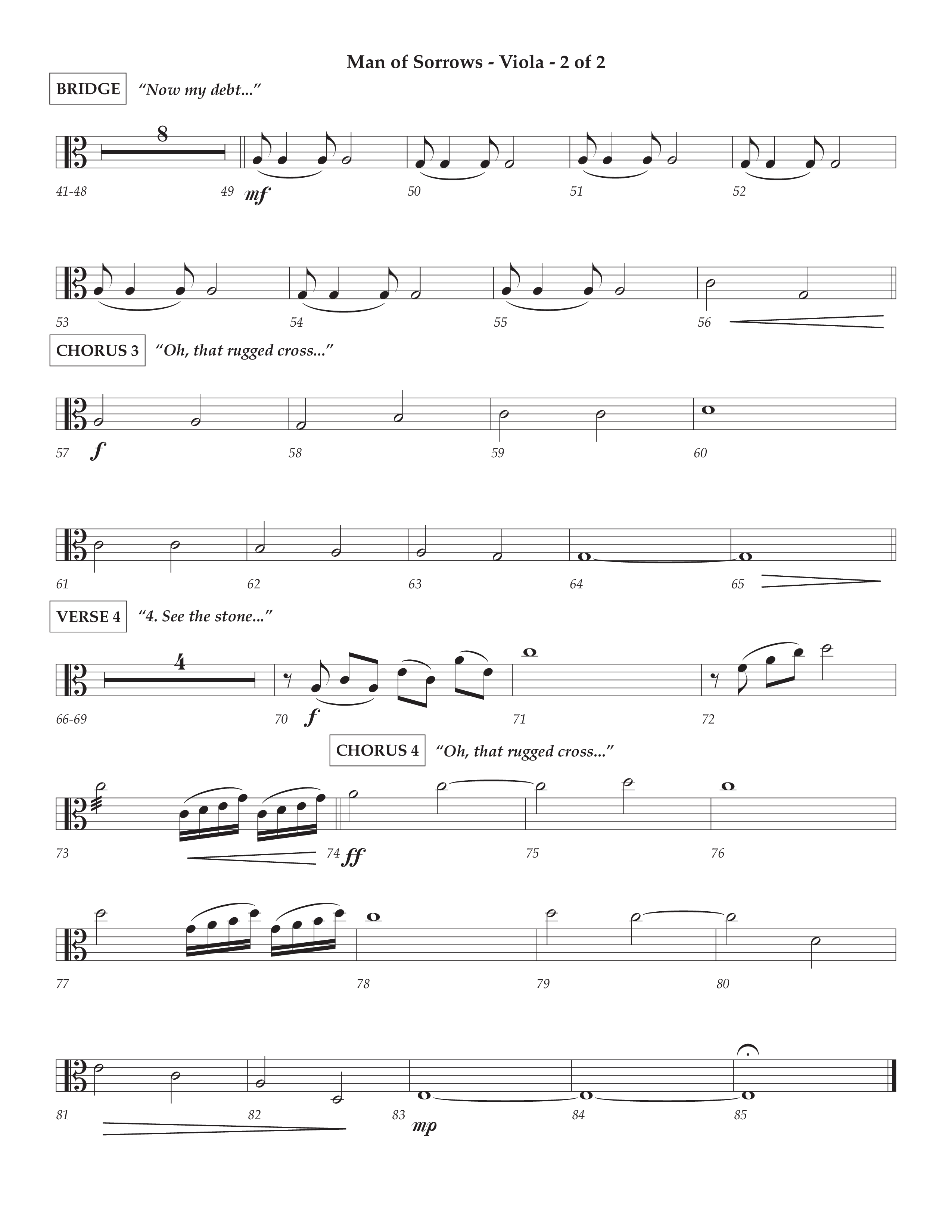 Man Of Sorrows (Choral Anthem SATB) Viola (Lifeway Choral / Arr. Cliff Duren / Orch. Keith Christopher)