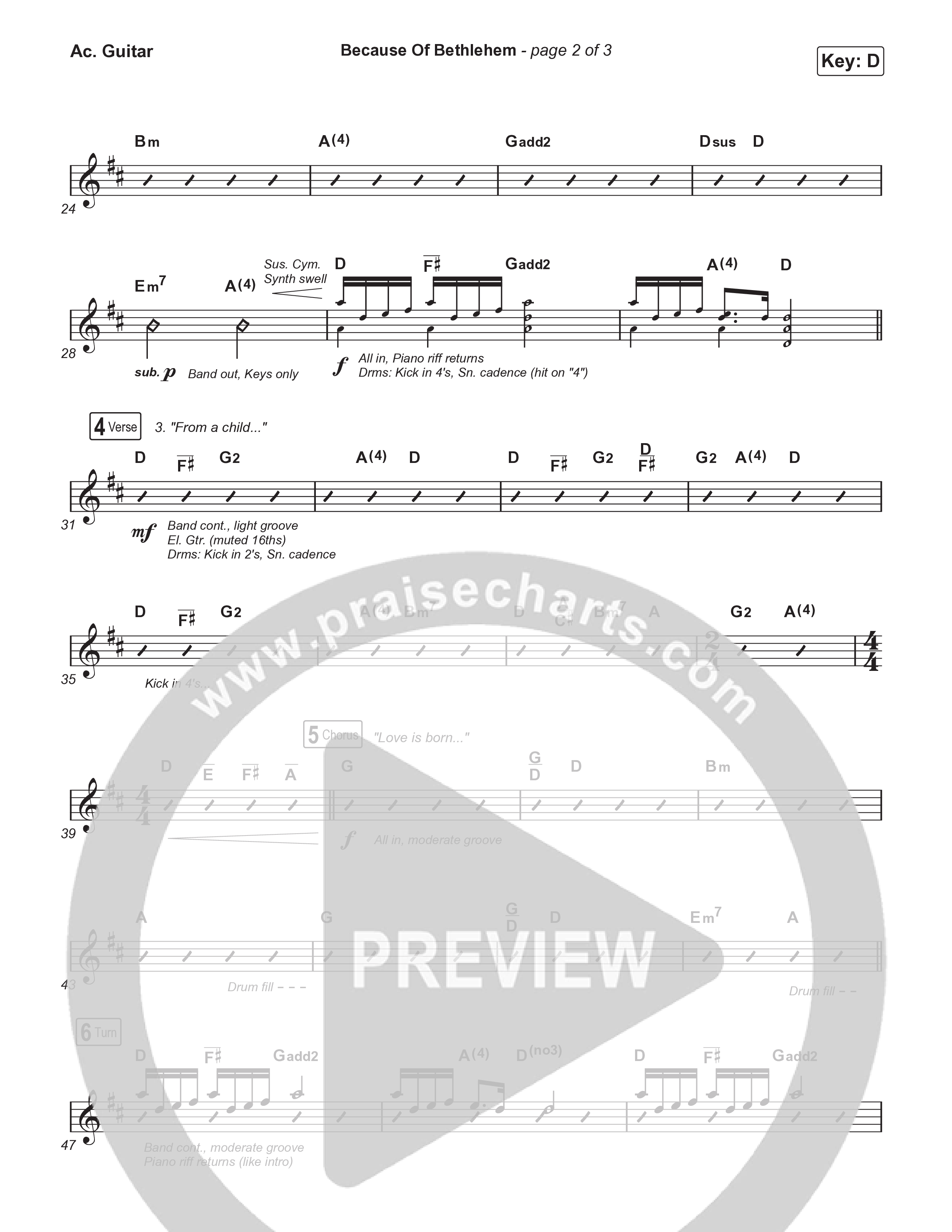 Because Of Bethlehem (Choral Anthem SATB) Acoustic Guitar (Matthew West / Arr. Luke Gambill)