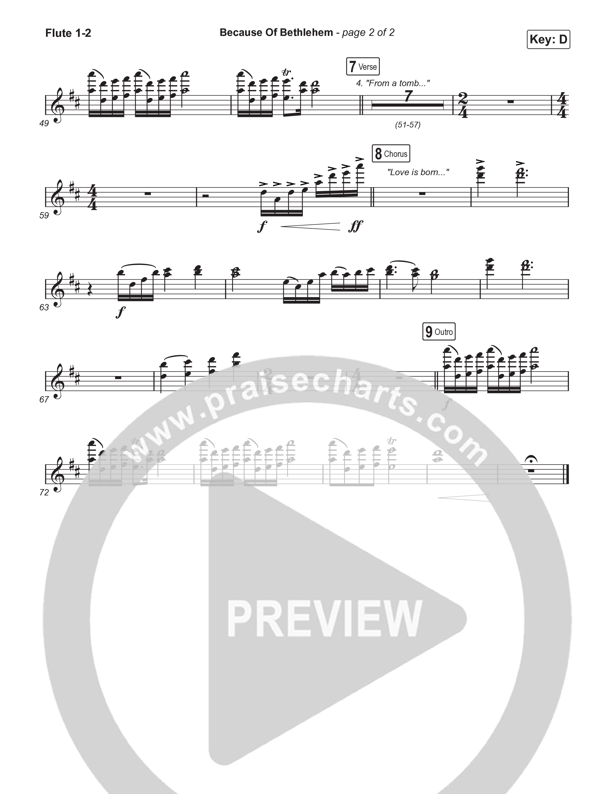 Because Of Bethlehem (Choral Anthem SATB) Flute 1,2 (Matthew West / Arr. Luke Gambill)