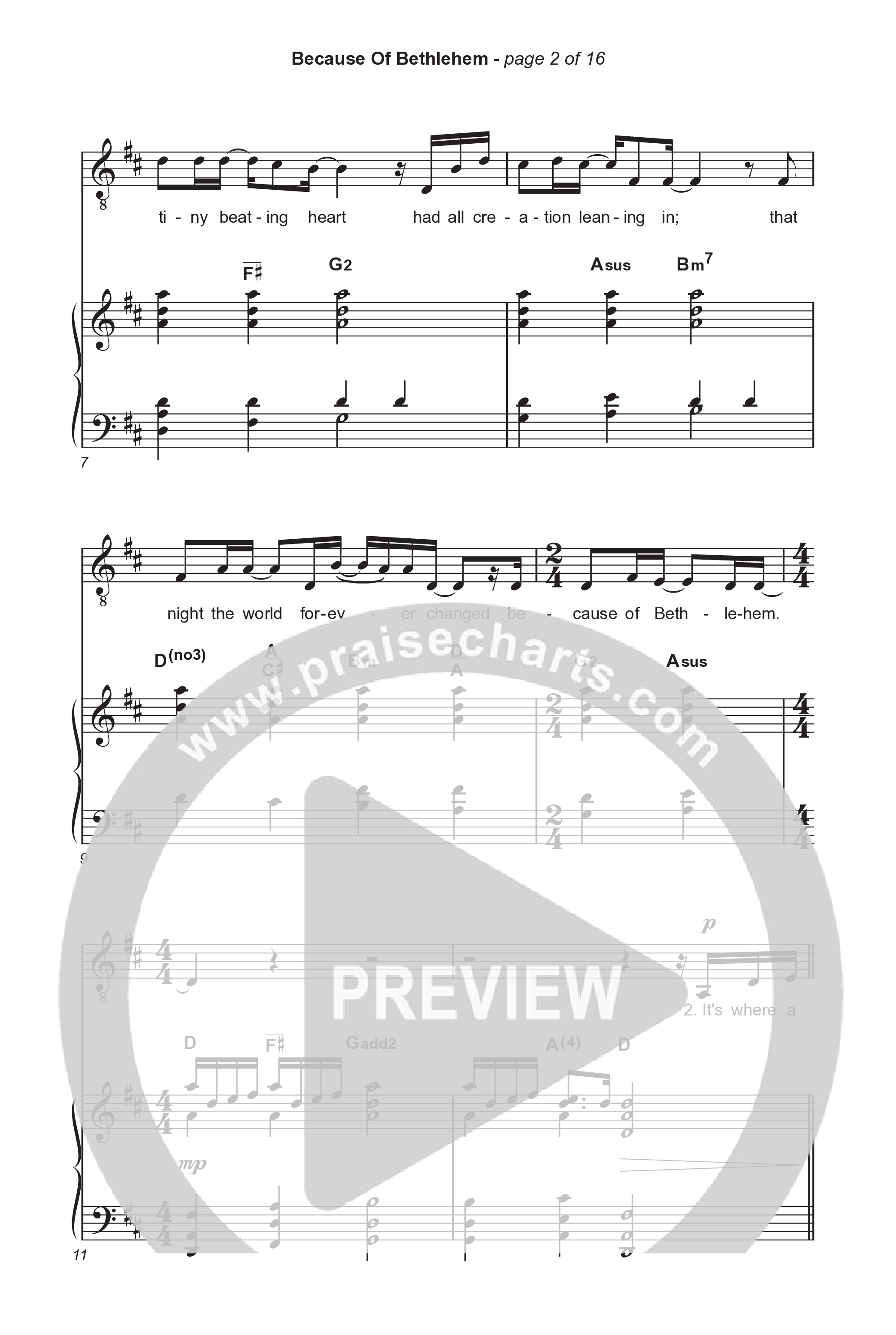 Because Of Bethlehem (Choral Anthem SATB) Octavo (SATB & Pno) (Matthew West / Arr. Luke Gambill)