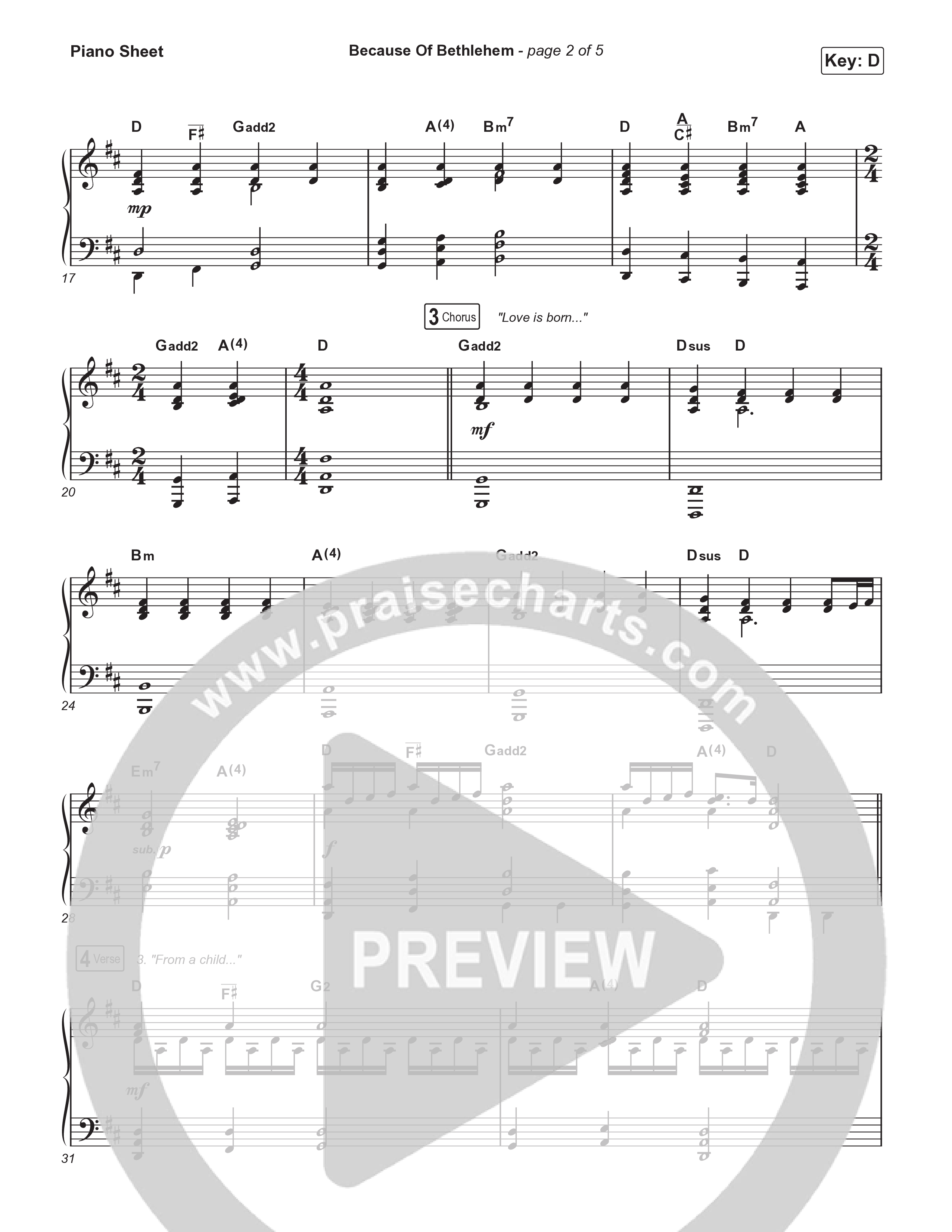 Because Of Bethlehem (Choral Anthem SATB) Piano Sheet (Matthew West / Arr. Luke Gambill)