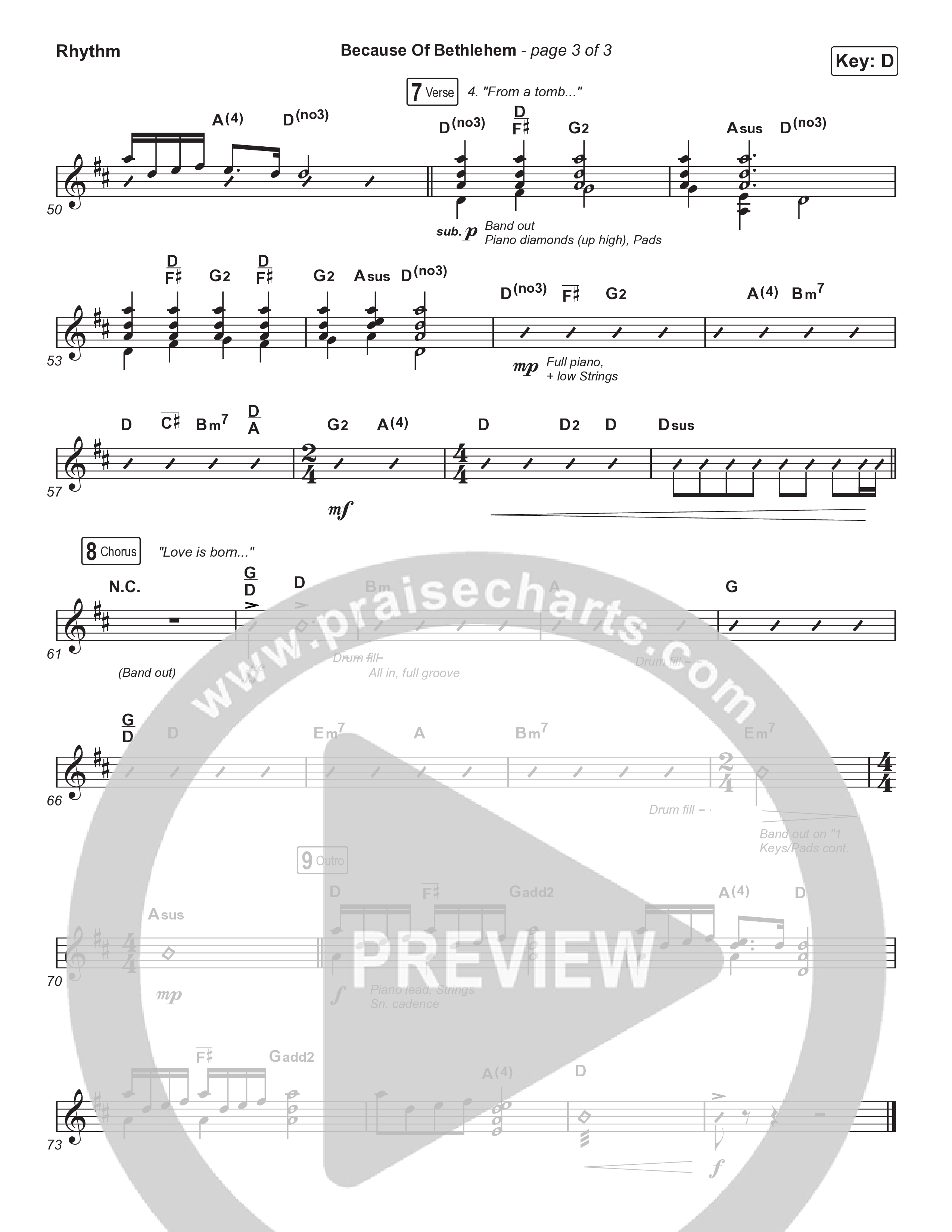 Because Of Bethlehem (Choral Anthem SATB) Rhythm Pack (Matthew West / Arr. Luke Gambill)
