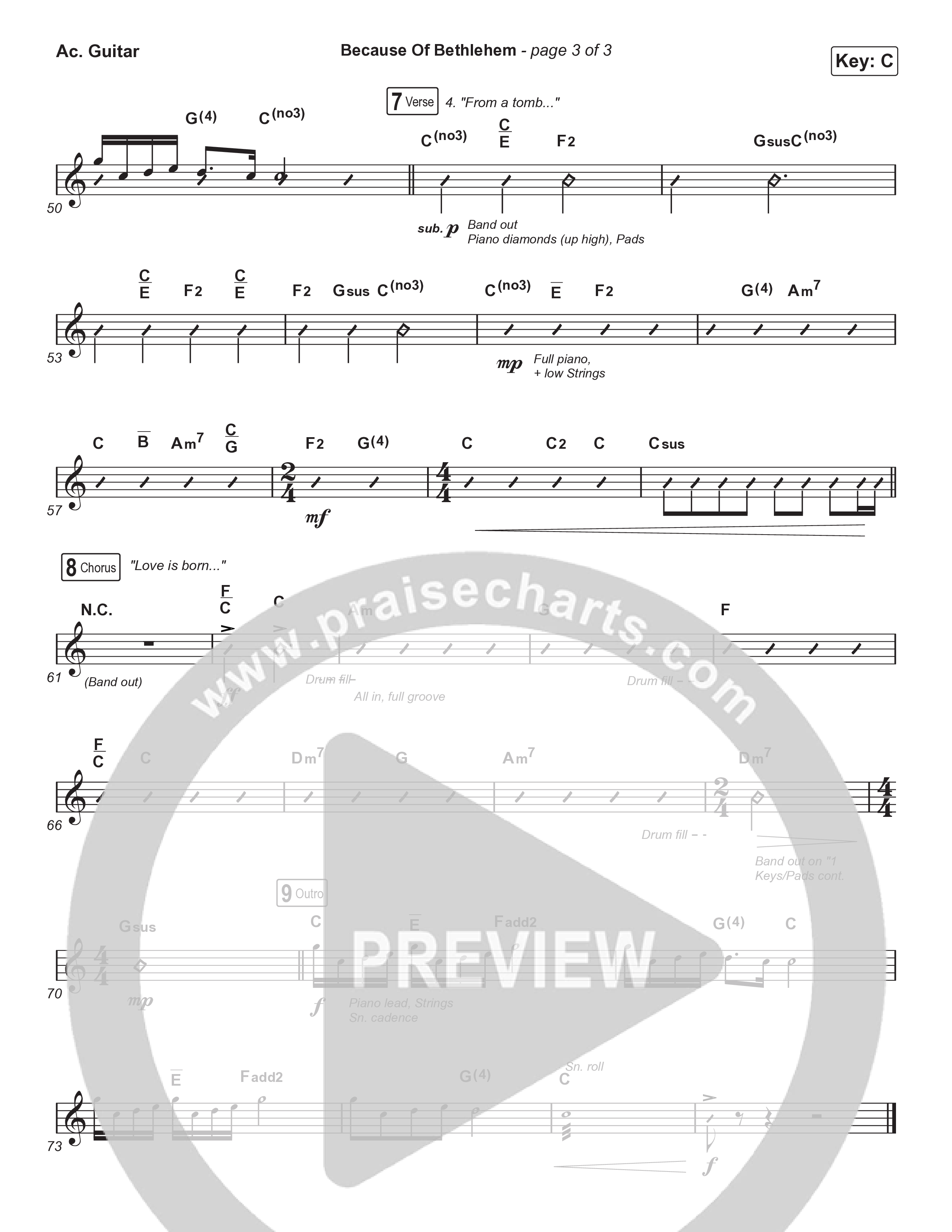 Because Of Bethlehem (Worship Choir/SAB) Acoustic Guitar (Matthew West / Arr. Luke Gambill)