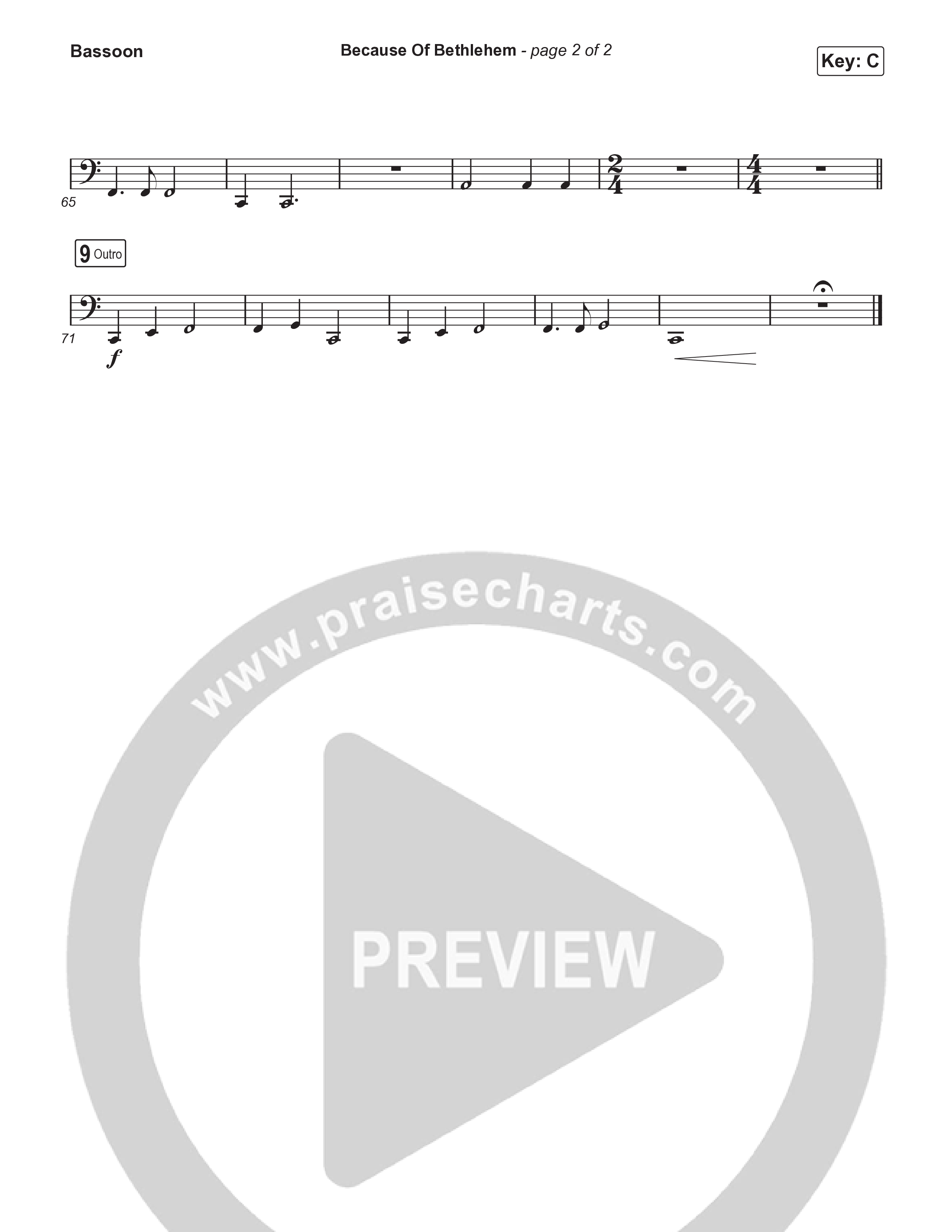 Because Of Bethlehem (Worship Choir/SAB) Bassoon (Matthew West / Arr. Luke Gambill)