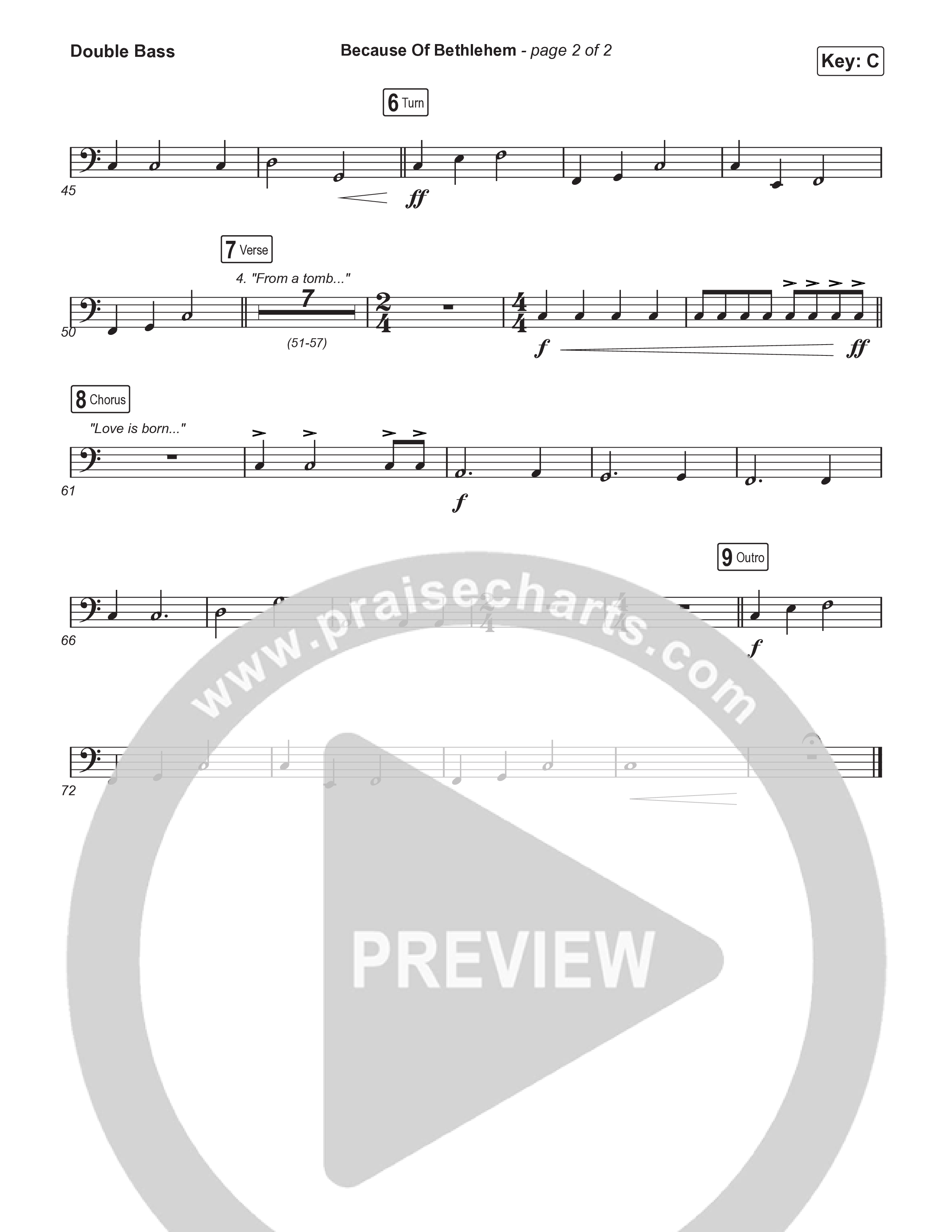 Because Of Bethlehem (Worship Choir/SAB) Double Bass (Matthew West / Arr. Luke Gambill)