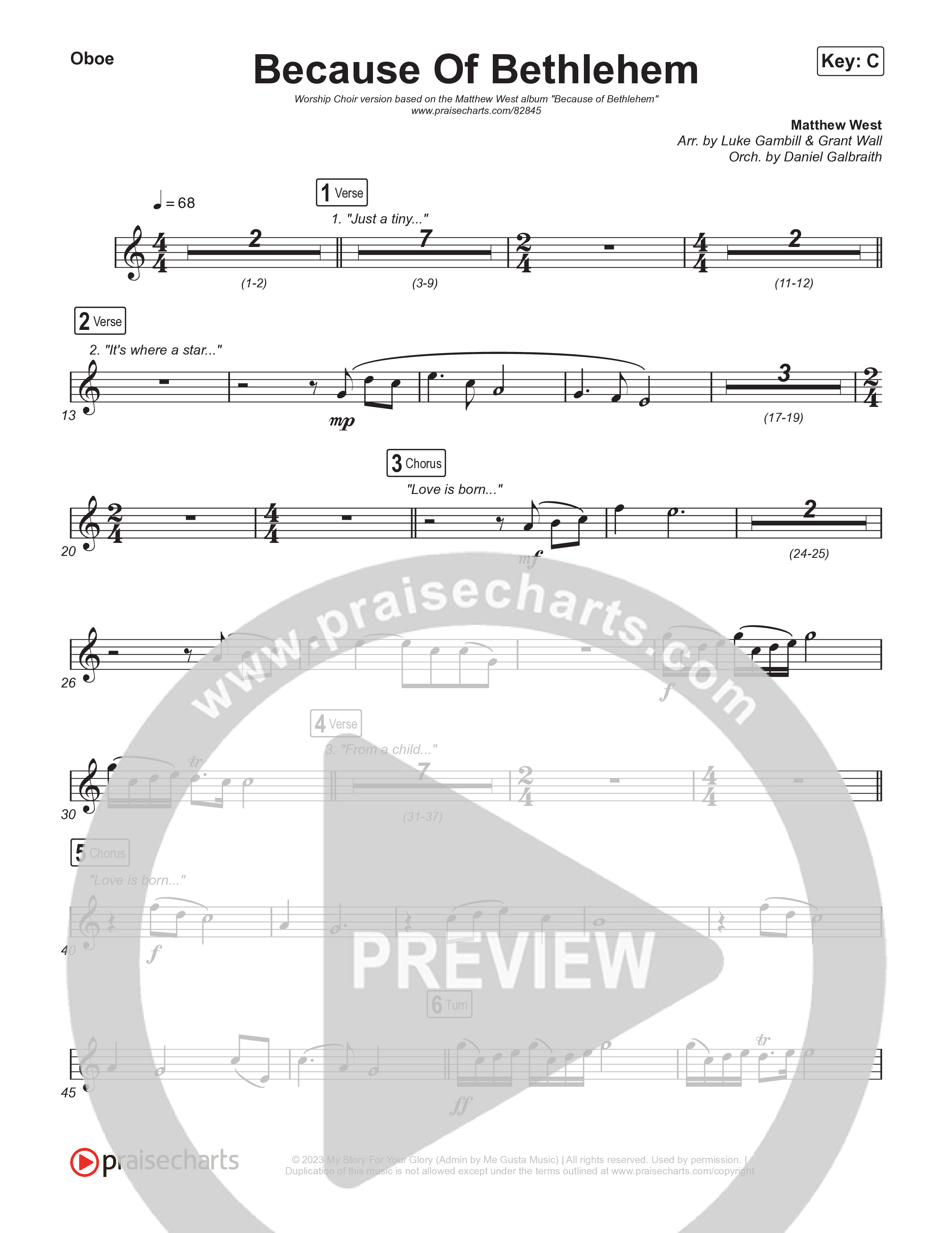 Because Of Bethlehem (Worship Choir/SAB) Wind Pack (Matthew West / Arr. Luke Gambill)