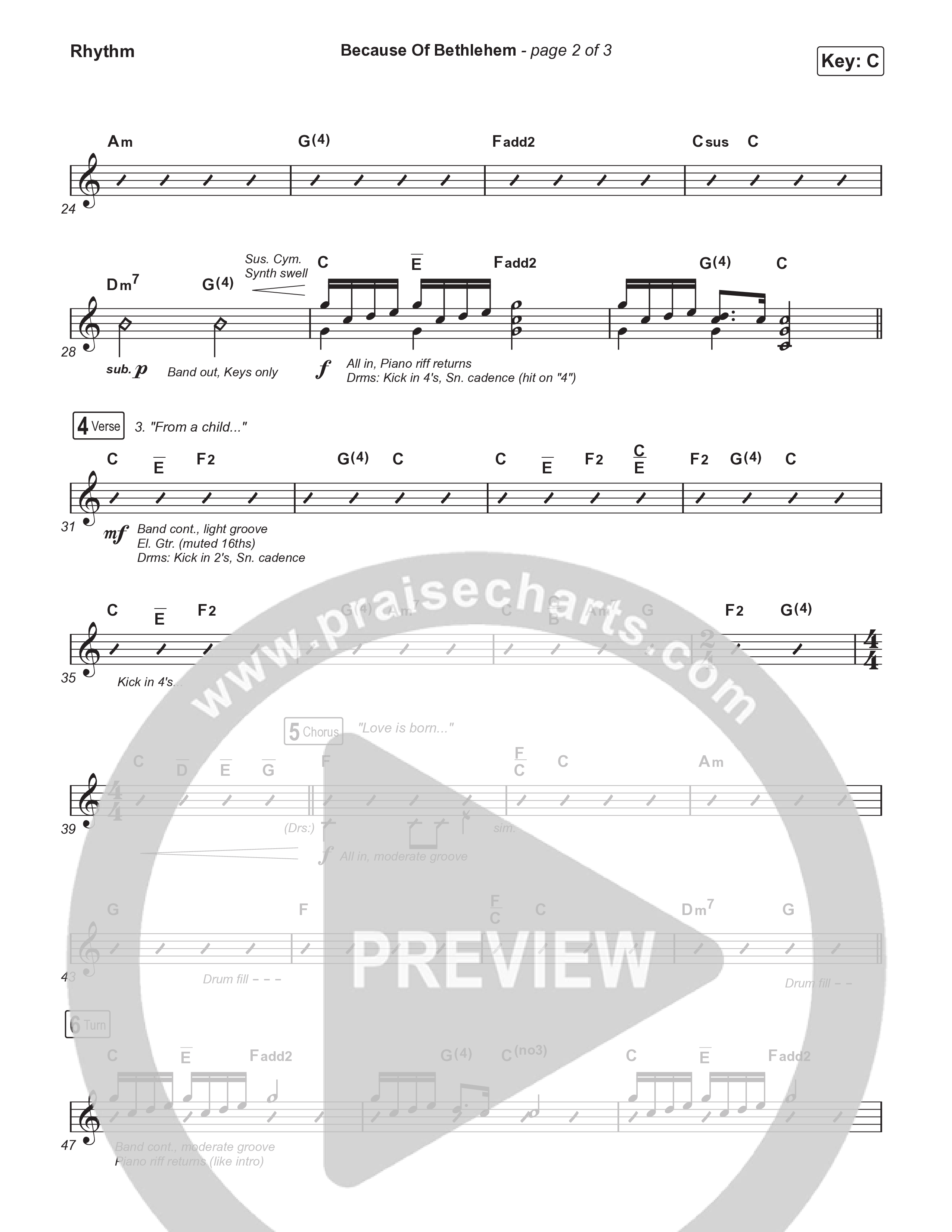 Because Of Bethlehem (Worship Choir/SAB) Rhythm Pack (Matthew West / Arr. Luke Gambill)