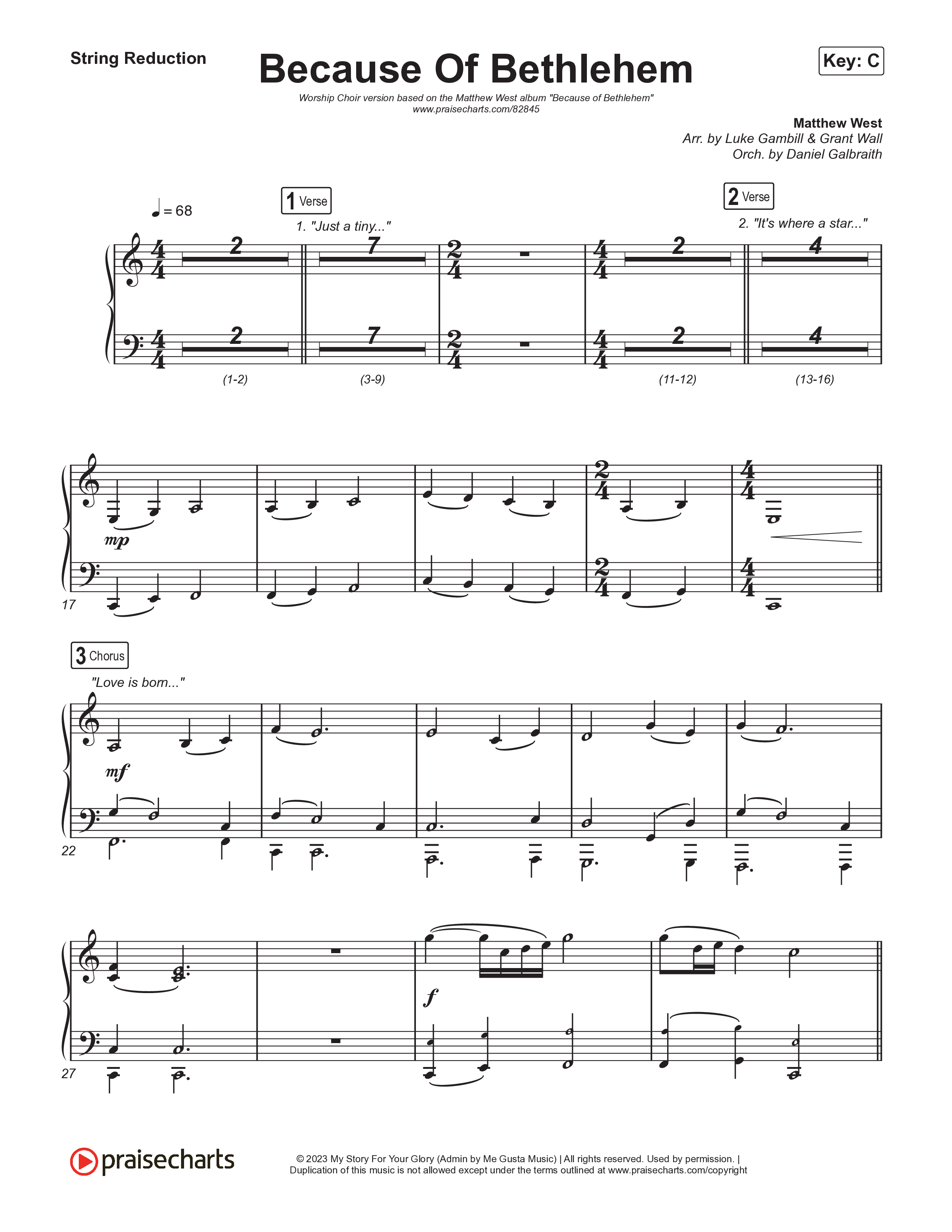 Because Of Bethlehem (Worship Choir/SAB) String Reduction (Matthew West / Arr. Luke Gambill)