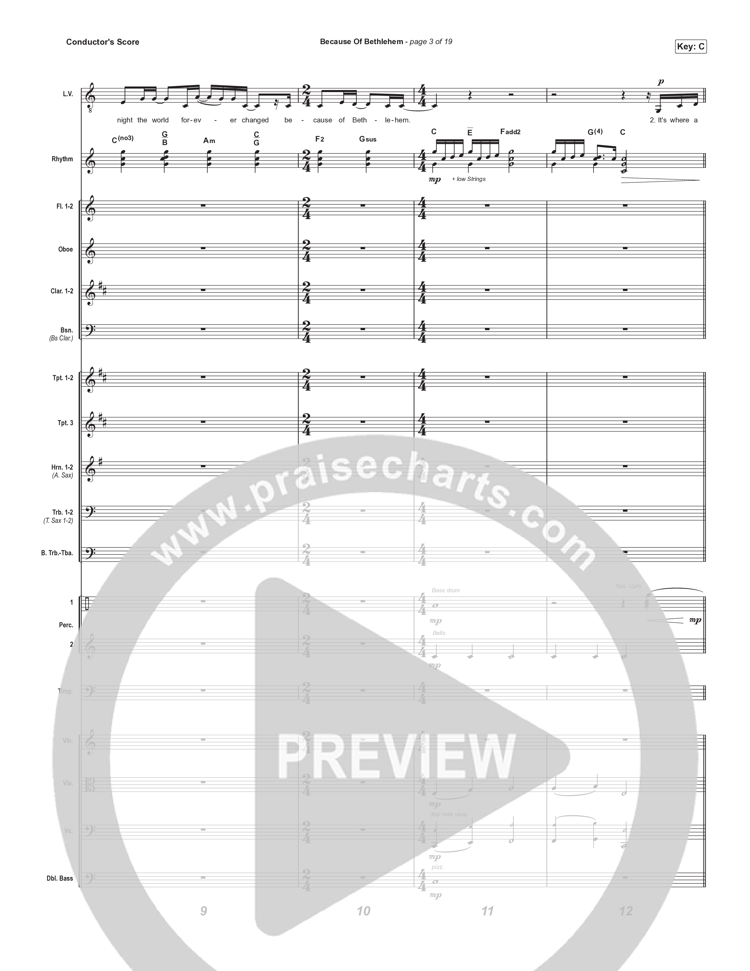 Because Of Bethlehem (Unison/2-Part) Conductor's Score (Matthew West / Arr. Luke Gambill)