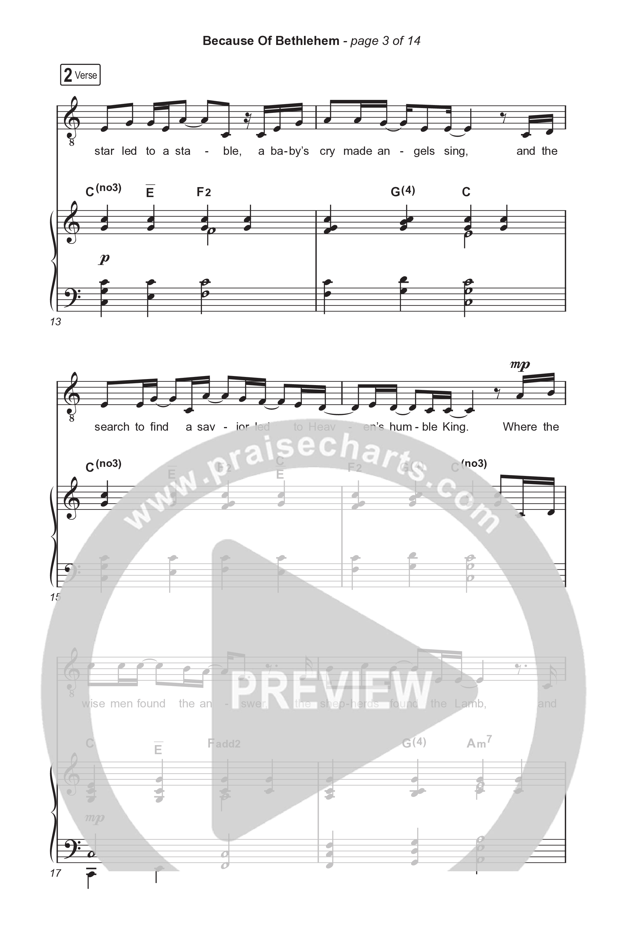 Because Of Bethlehem (Unison/2-Part) Octavo (Uni/2-Part & Pno) (Matthew West / Arr. Luke Gambill)