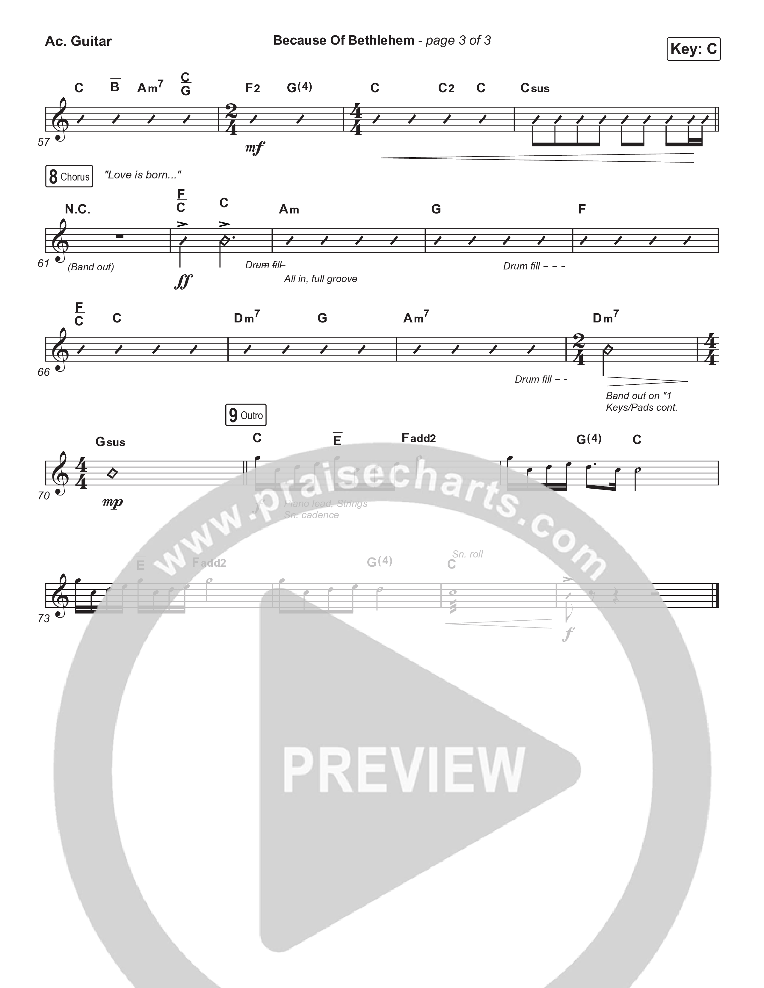 Because Of Bethlehem (Sing It Now) Acoustic Guitar (Matthew West / Arr. Luke Gambill)