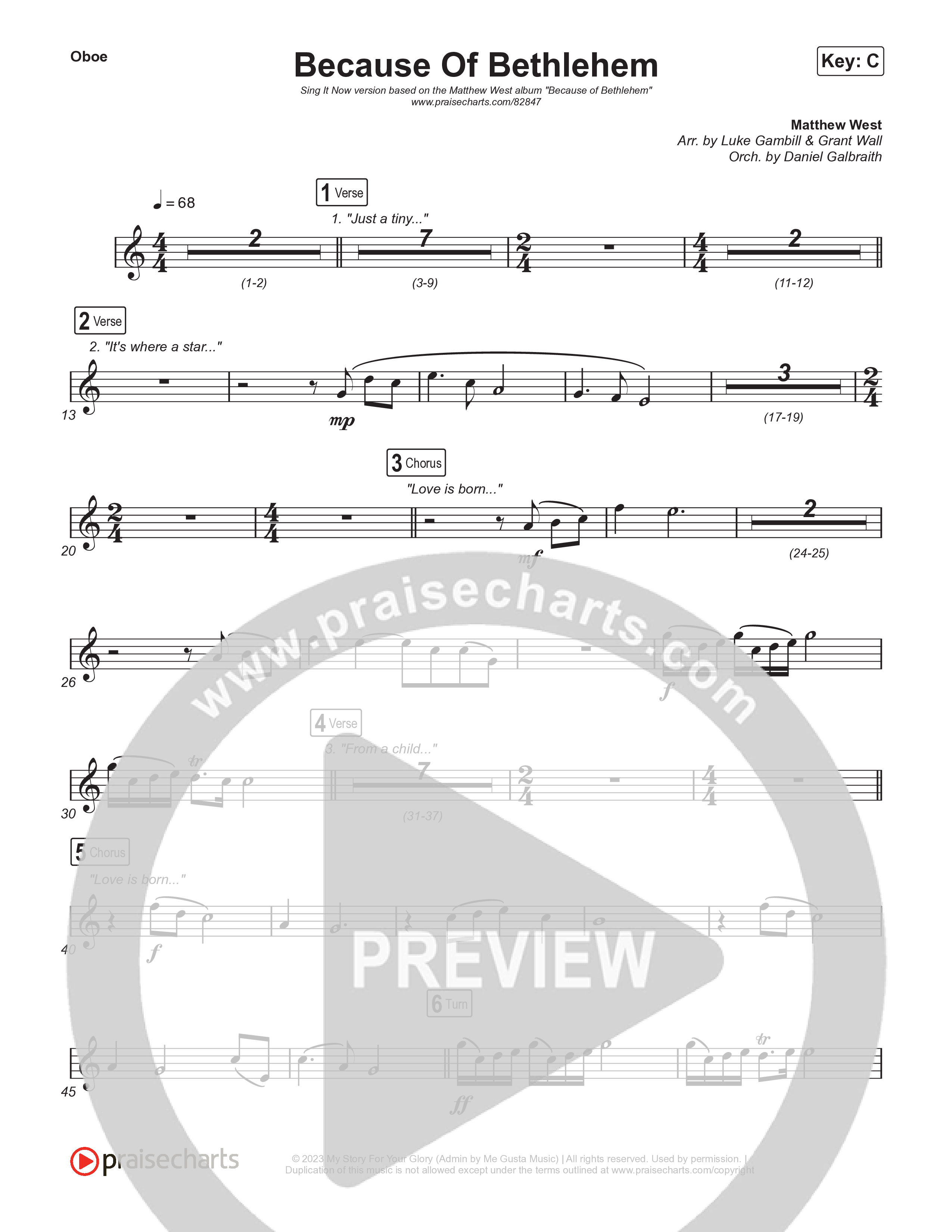 Because Of Bethlehem (Sing It Now) Wind Pack (Matthew West / Arr. Luke Gambill)