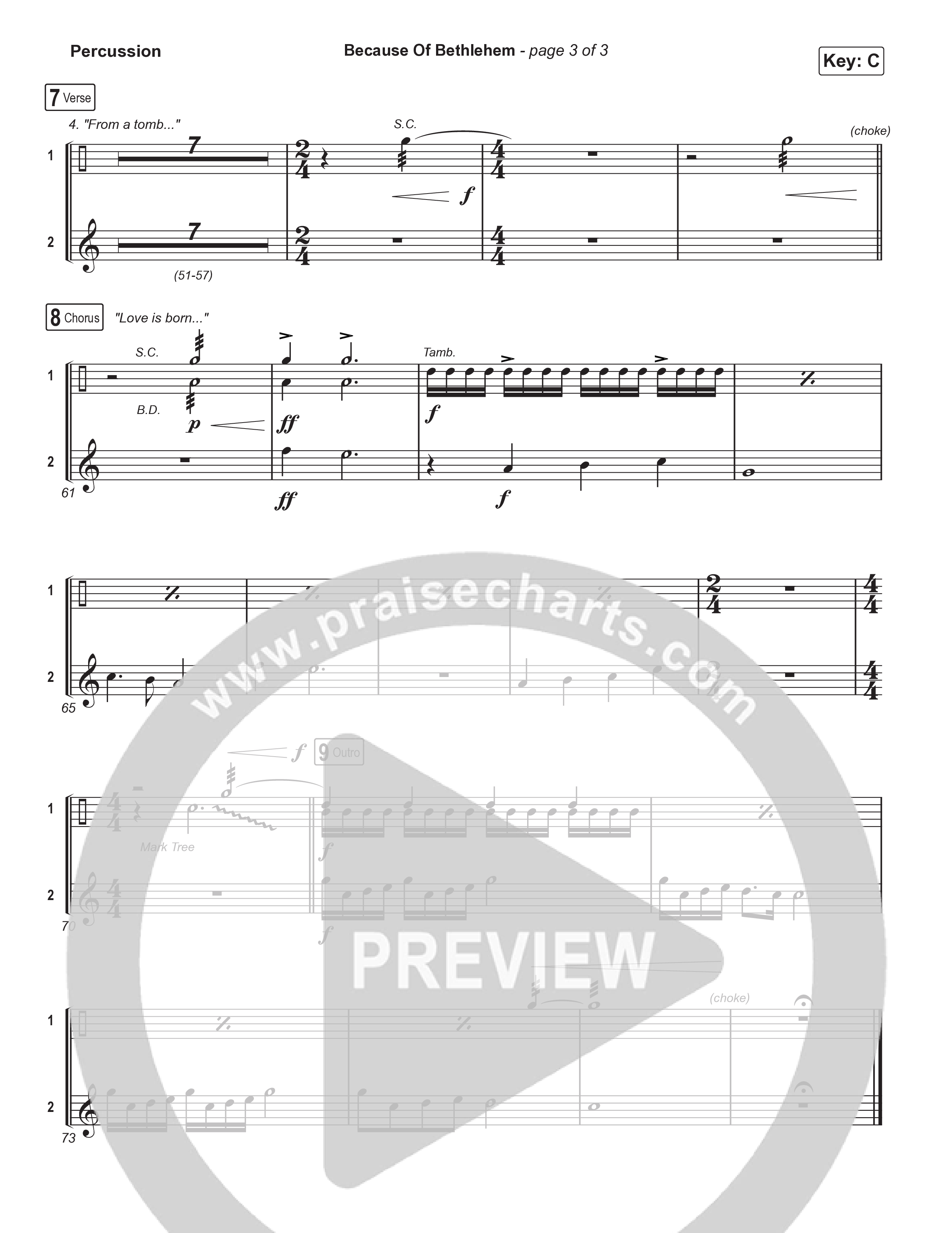 Because Of Bethlehem (Sing It Now) Percussion (Matthew West / Arr. Luke Gambill)