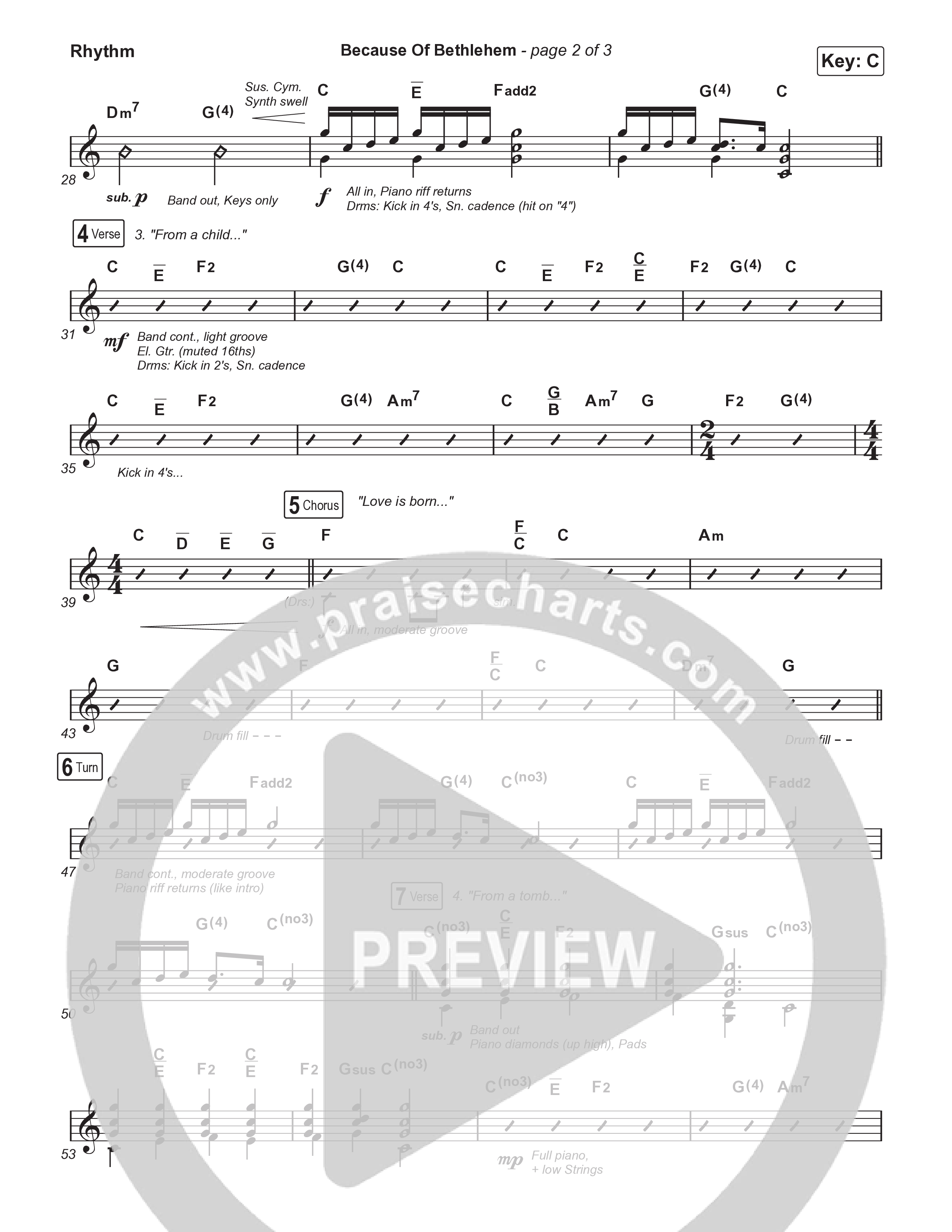 Because Of Bethlehem (Sing It Now) Rhythm Chart (Matthew West / Arr. Luke Gambill)