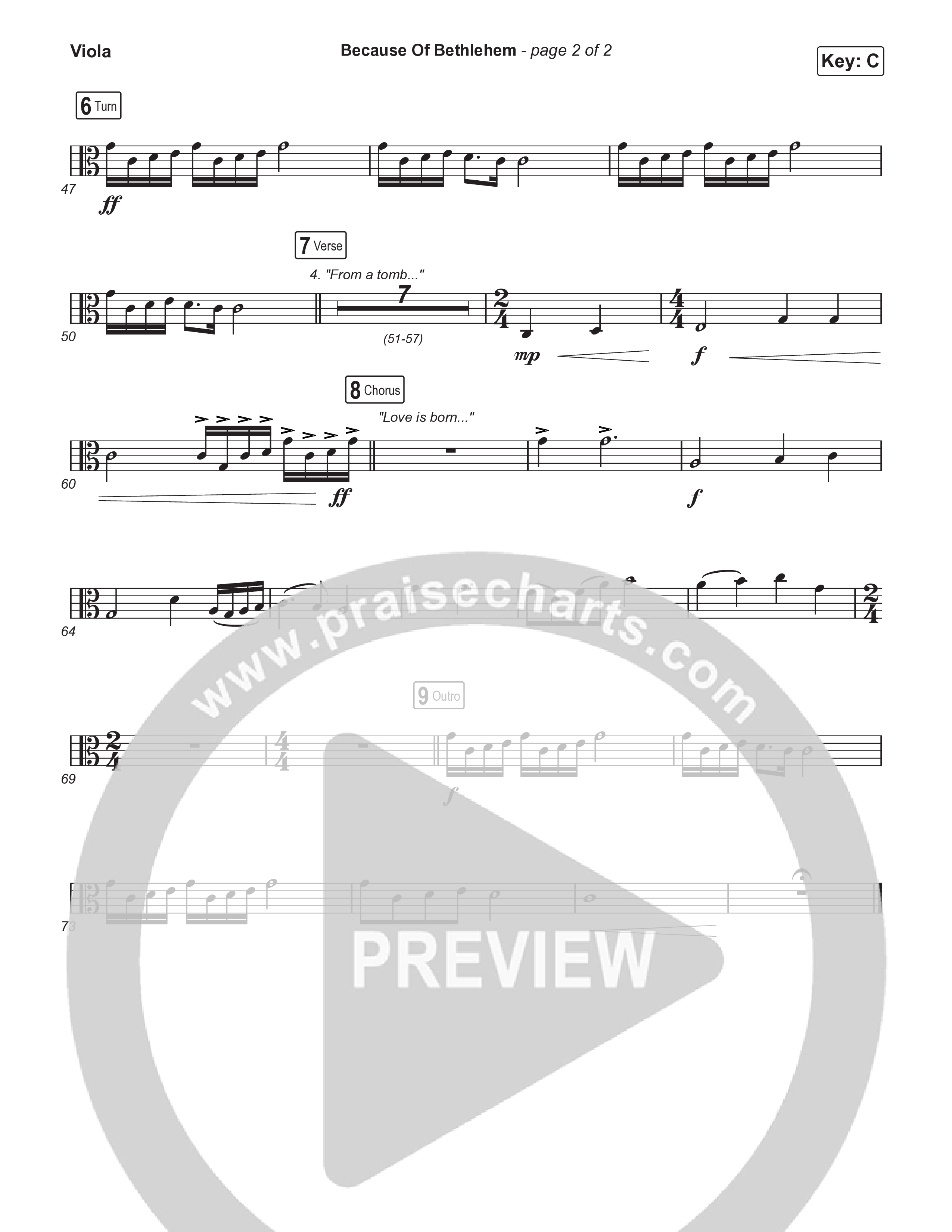 Because Of Bethlehem (Sing It Now) Viola (Matthew West / Arr. Luke Gambill)