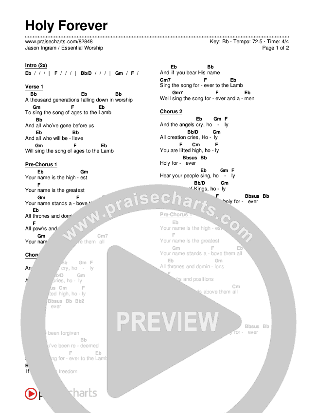 Holy Forever Chords & Lyrics (Jason Ingram / Essential Worship)