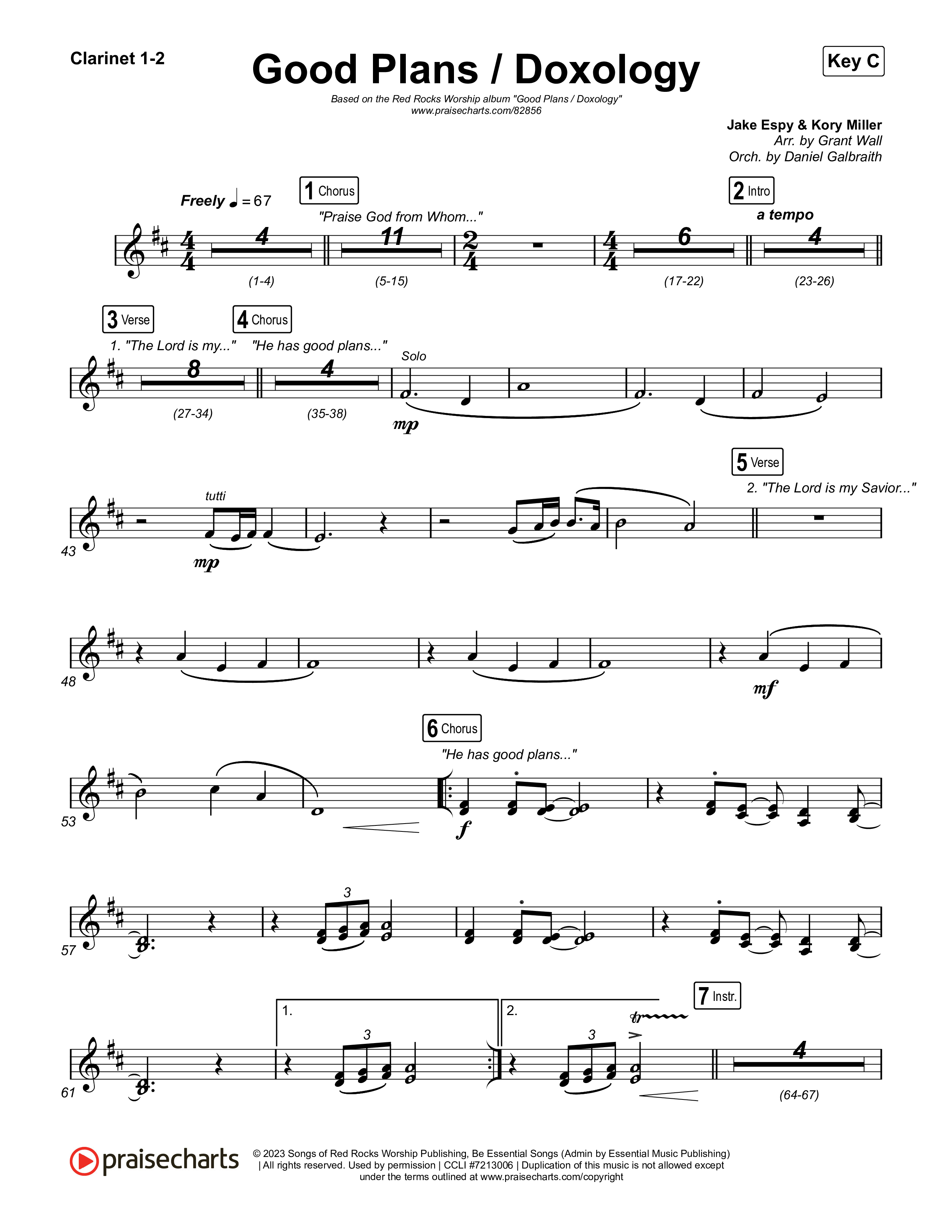 Good Plans/Doxology Clarinet 1,2 (Red Rocks Worship)