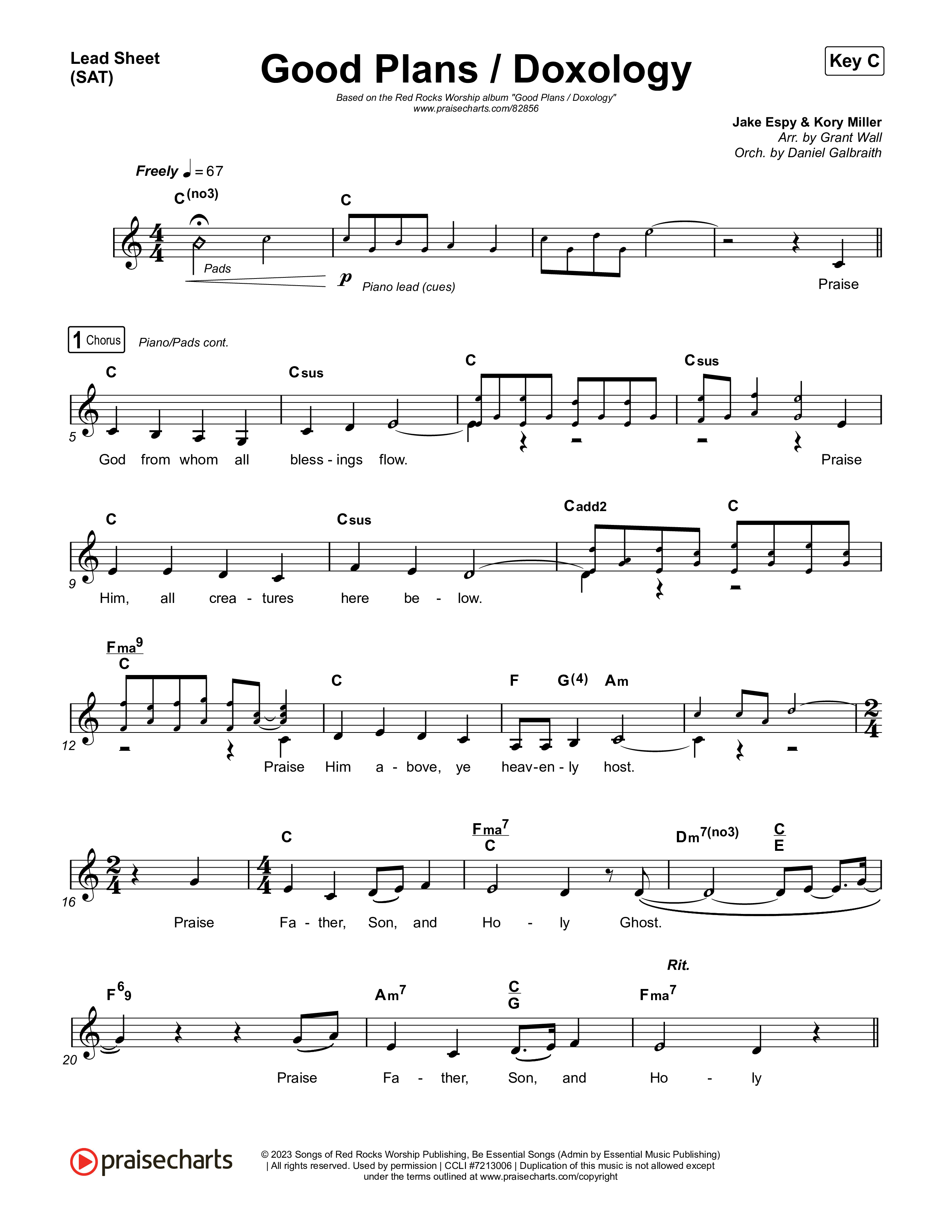 Good Plans/Doxology Lead Sheet (SAT) (Red Rocks Worship)