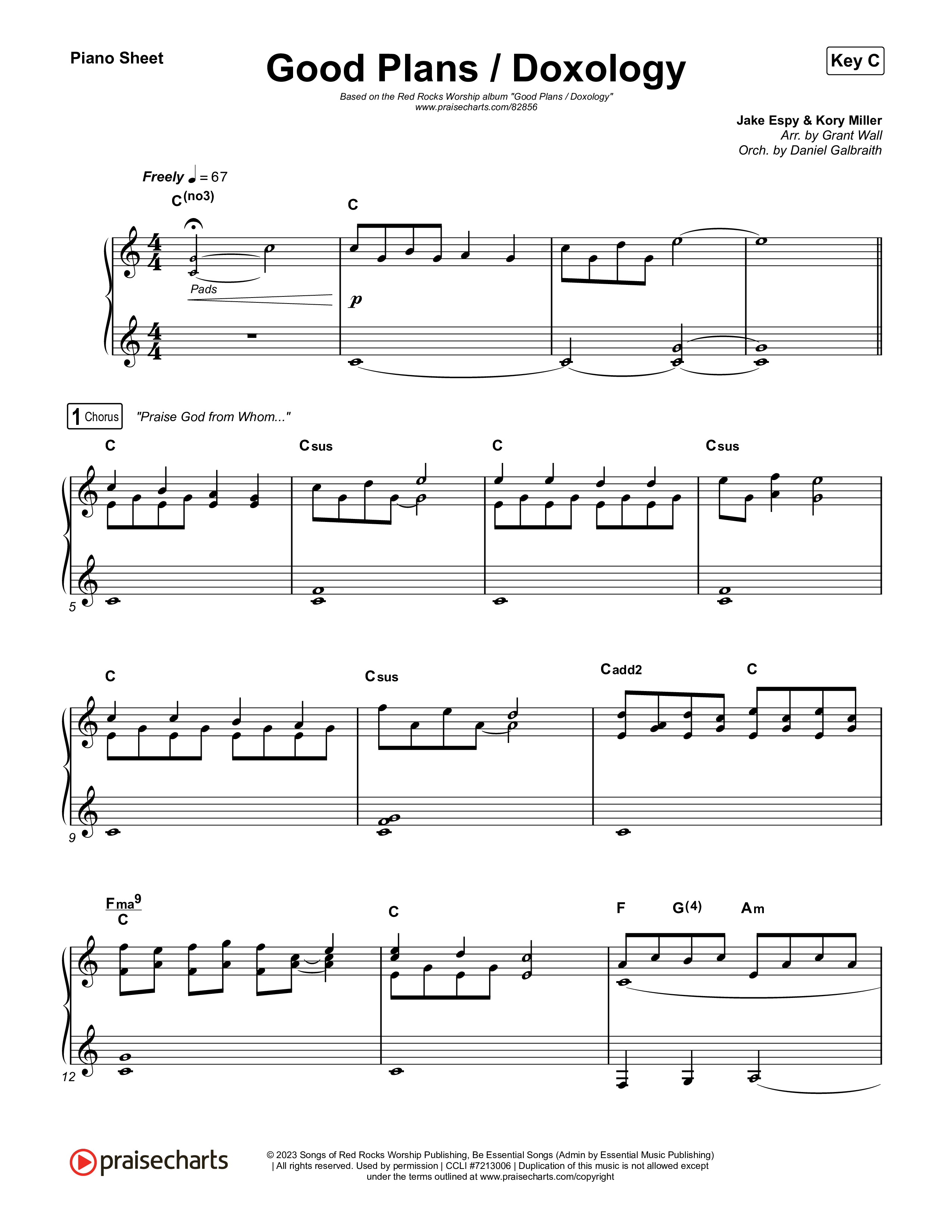 Good Plans/Doxology Piano Sheet (Red Rocks Worship)