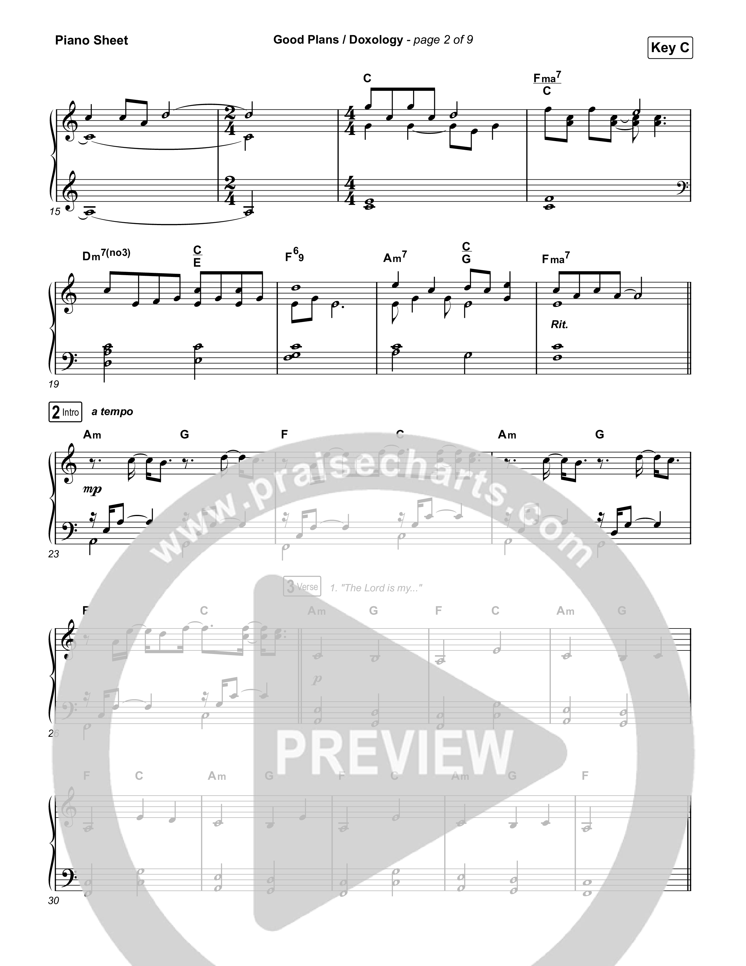 Good Plans/Doxology Piano Sheet (Red Rocks Worship)