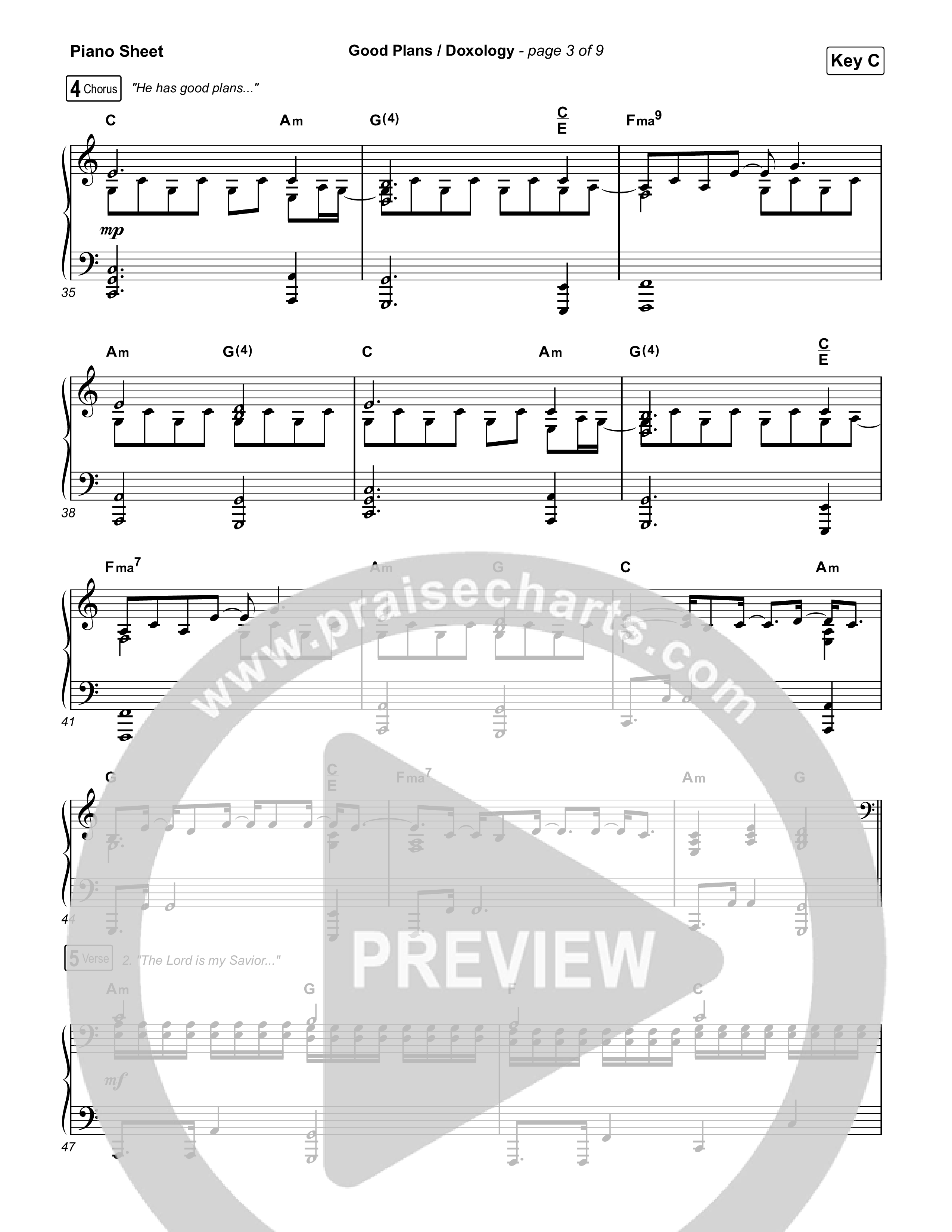Good Plans/Doxology Piano Sheet (Red Rocks Worship)