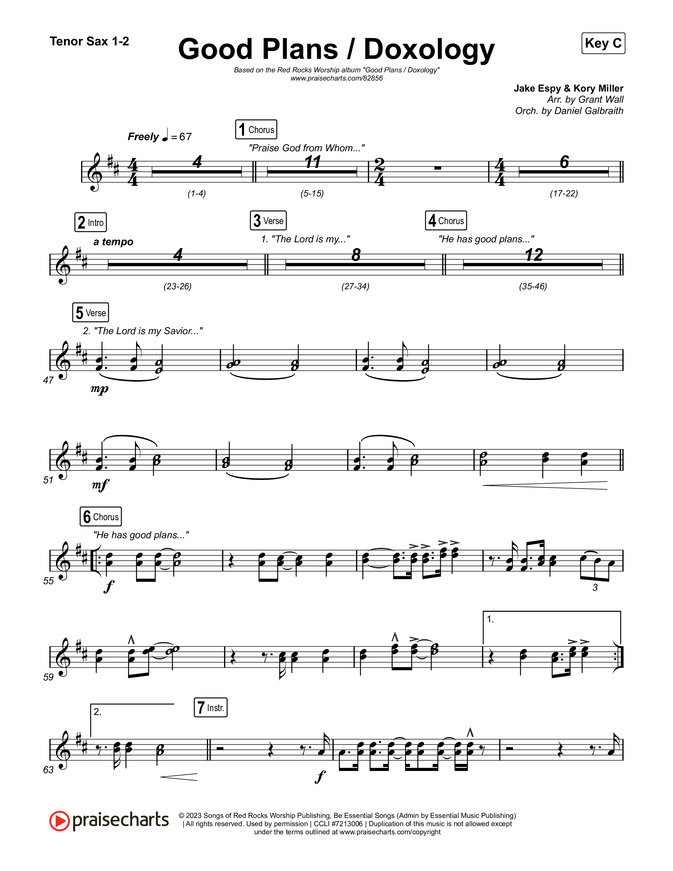 Good Plans/Doxology Tenor Sax 1,2 (Red Rocks Worship)