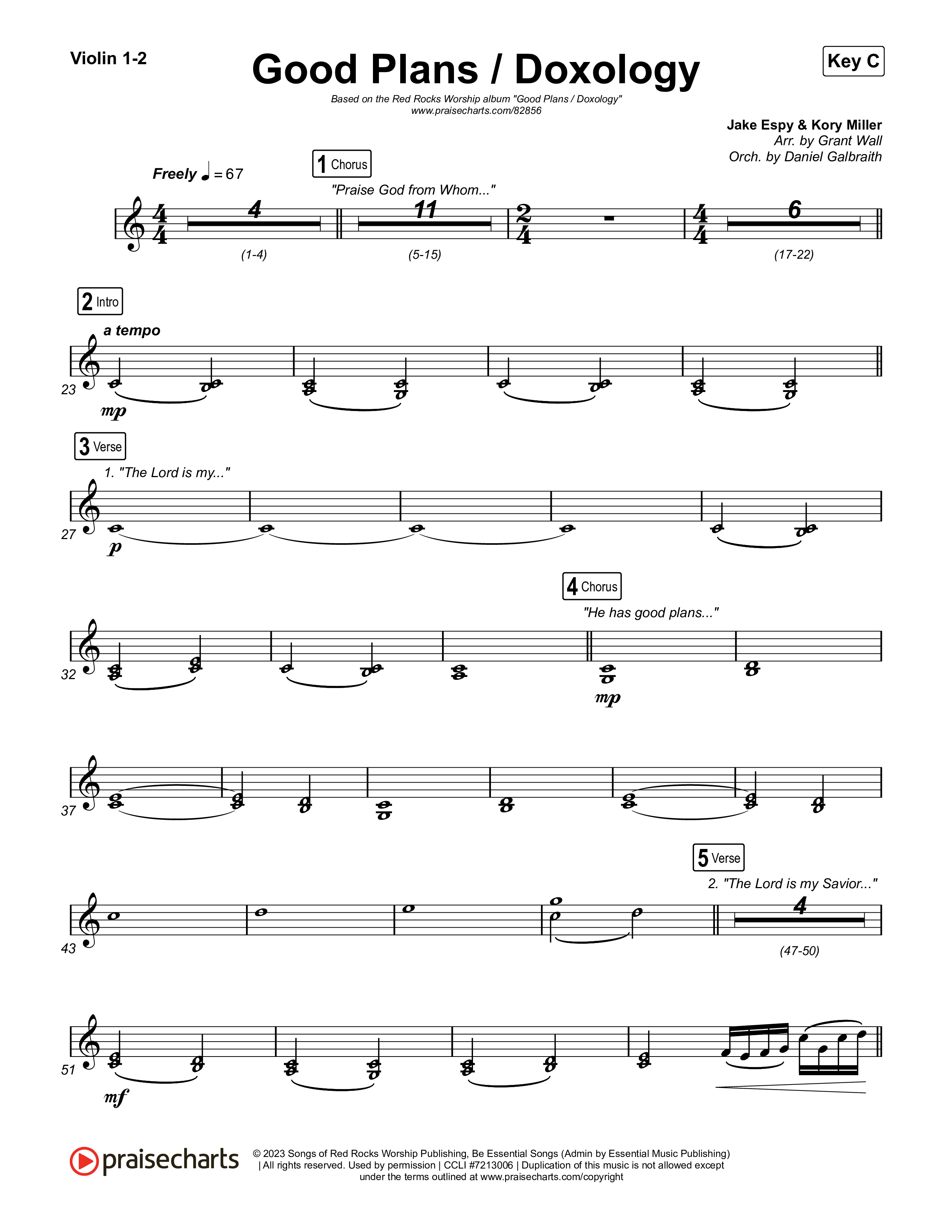 Good Plans/Doxology Violin 1,2 (Red Rocks Worship)