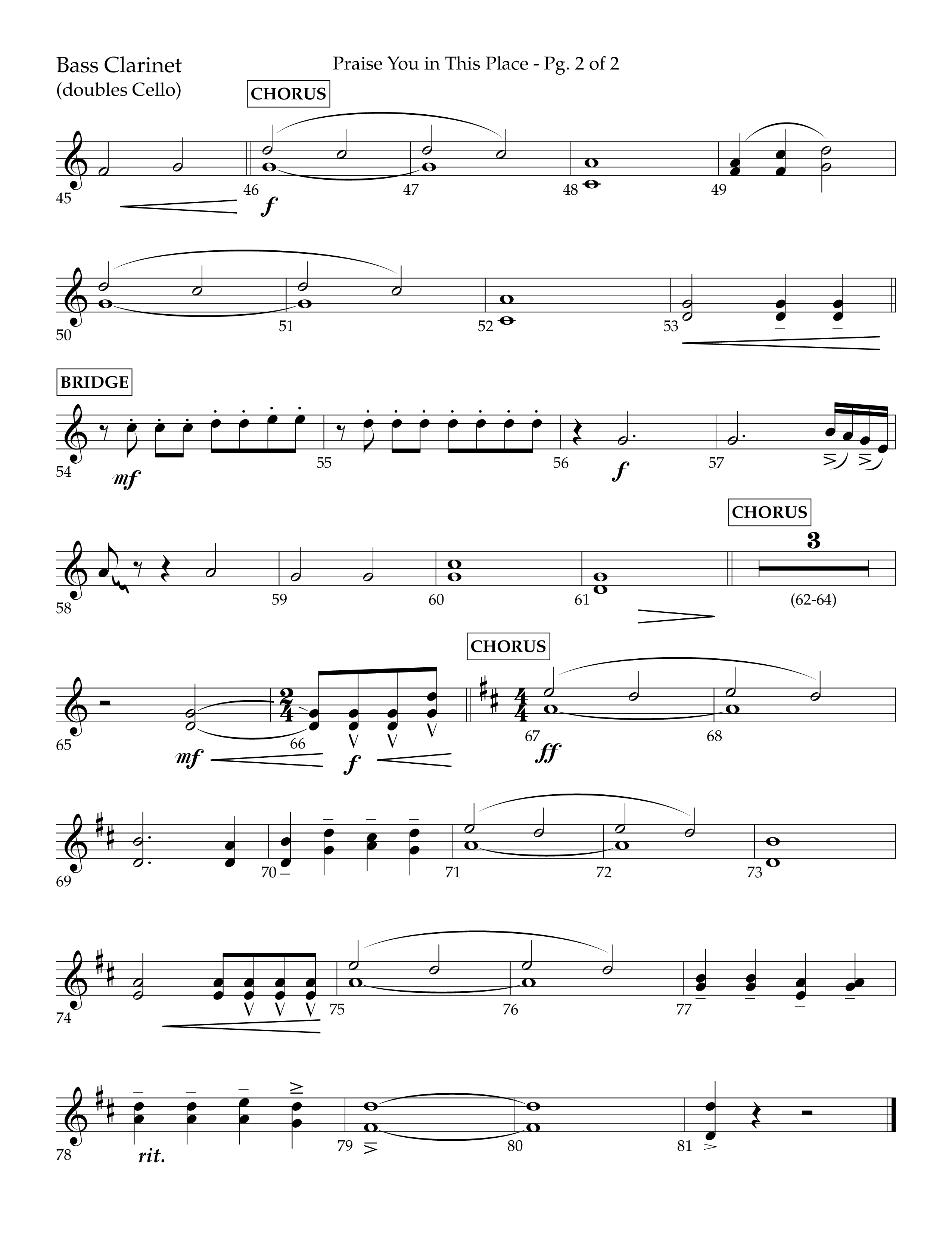 Praise You In This Place (Choral Anthem SATB) Bass Clarinet (Lifeway Choral / Arr. Cliff Duren)
